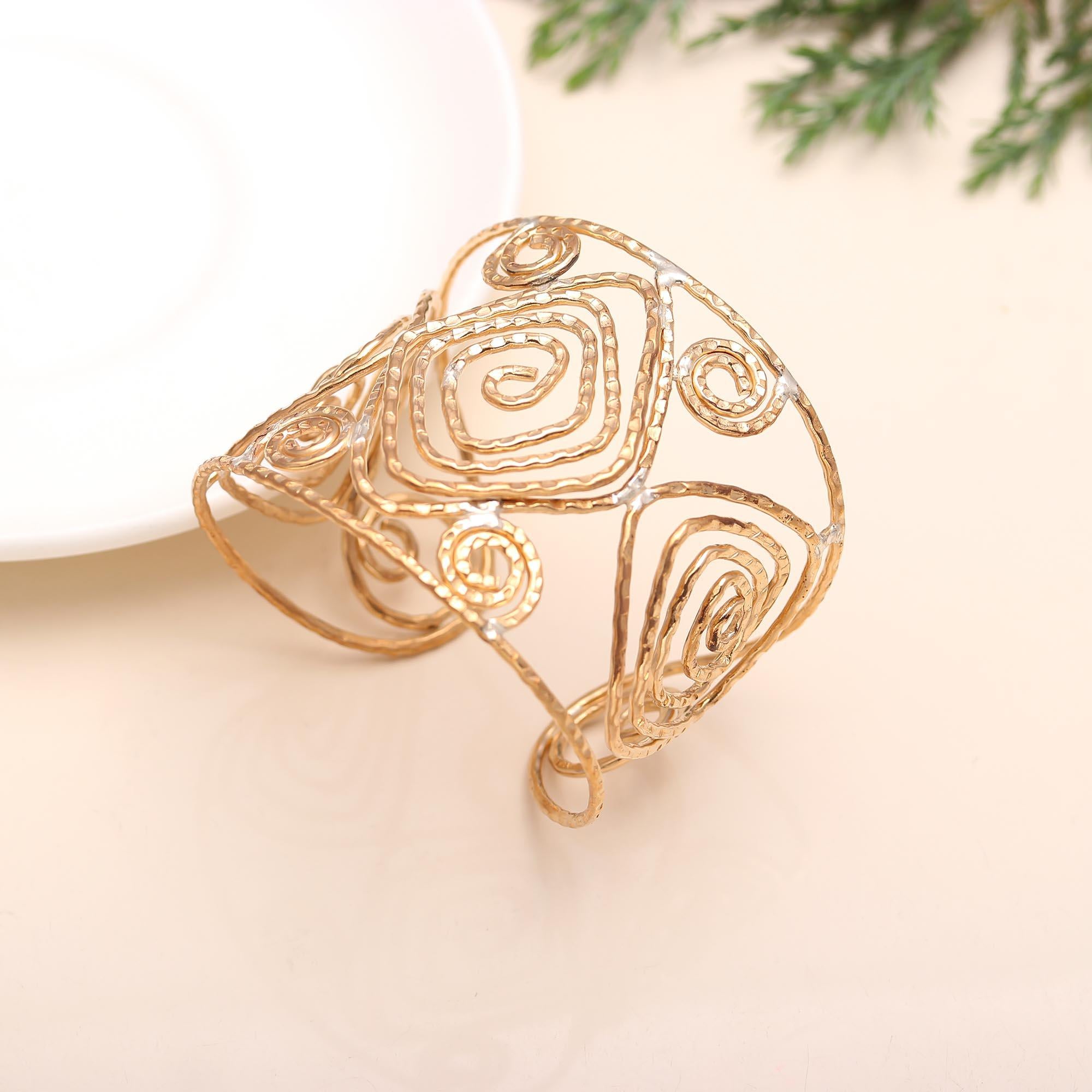 The Gilded Orbit: Multi-Circle Gold Vermeil Statement Cuff