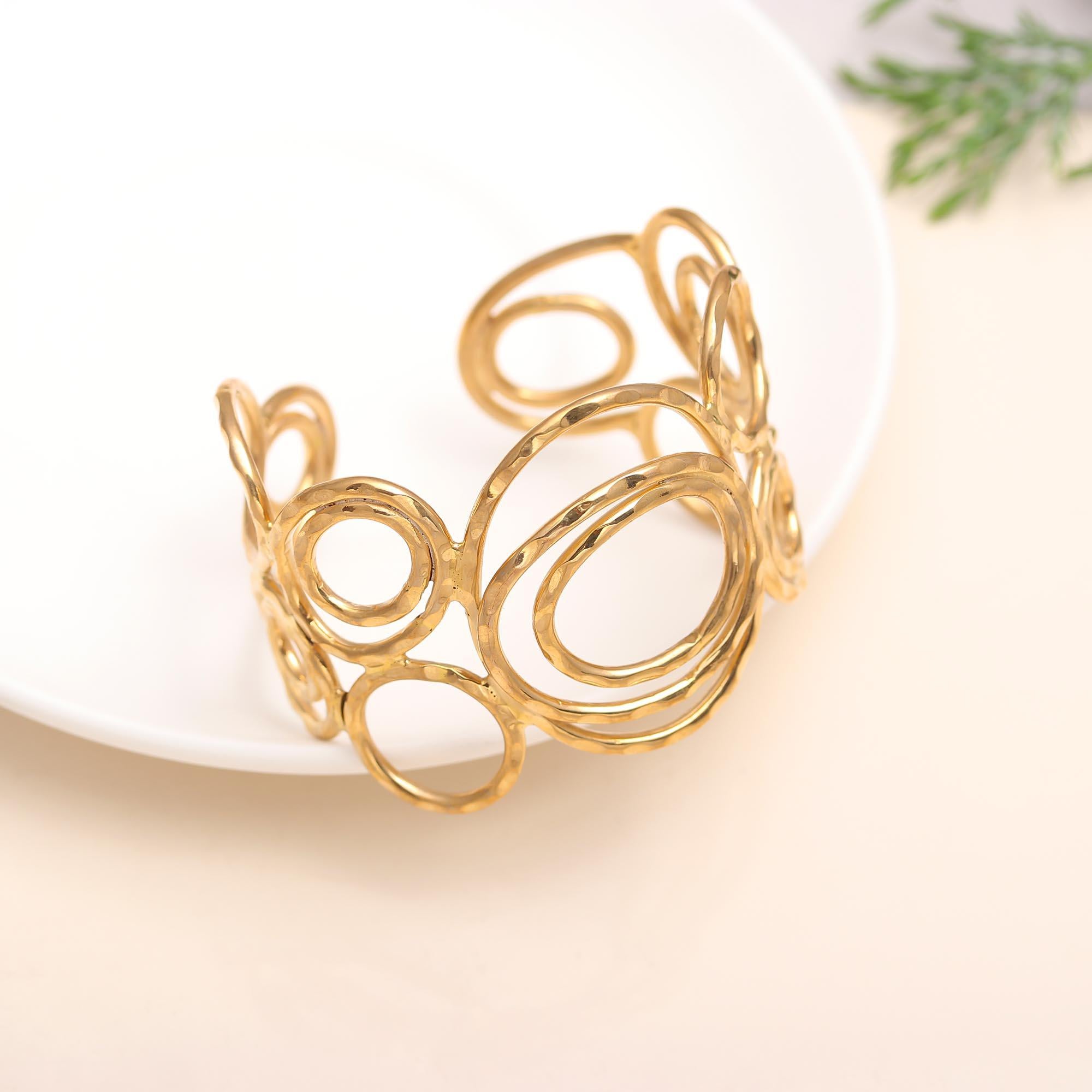 The Gilded Effervescence: Hammered Gold Vermeil Circle Cuff