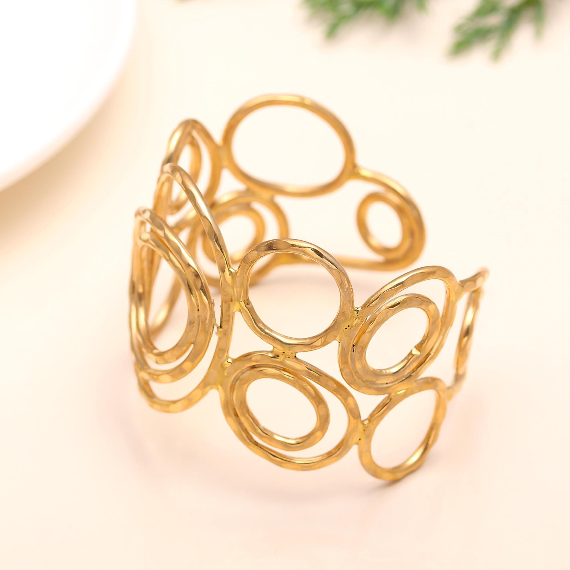 The Gilded Effervescence: Hammered Gold Vermeil Circle Cuff