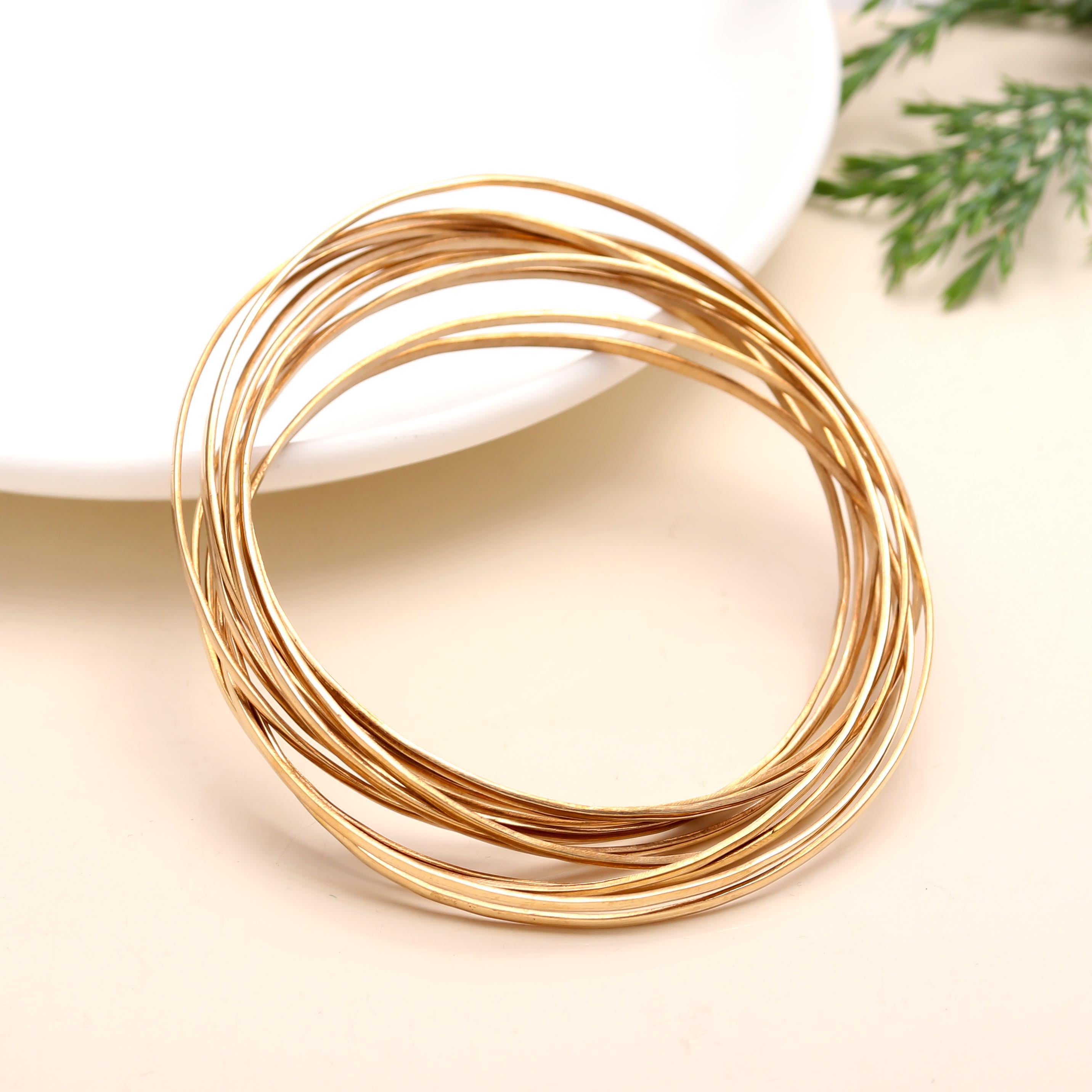 The Golden Cascade: Multi-Strand Gold Vermeil Bangle Set