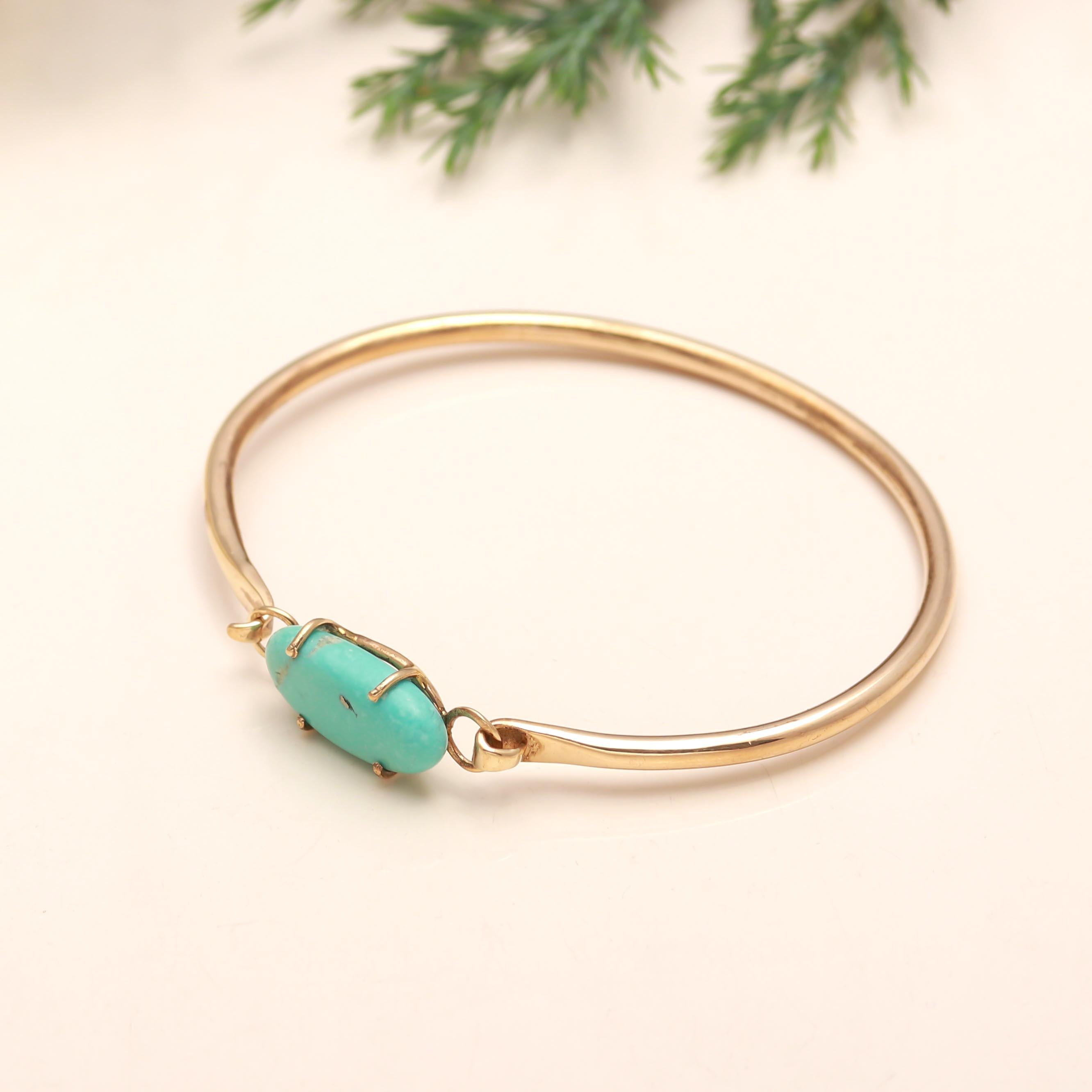 The Vivid Horizon: Natural Turquoise Gold Bangle