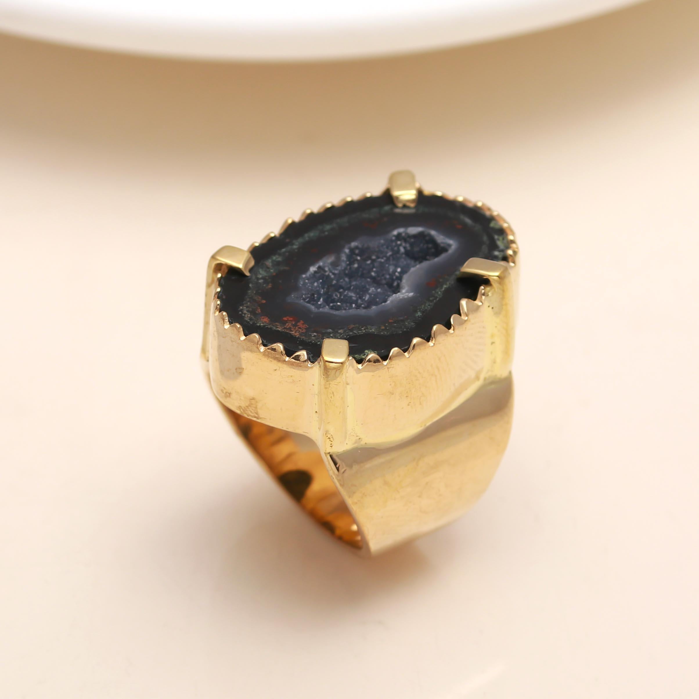 The Midnight Druzy: Black Geode Statement Ring