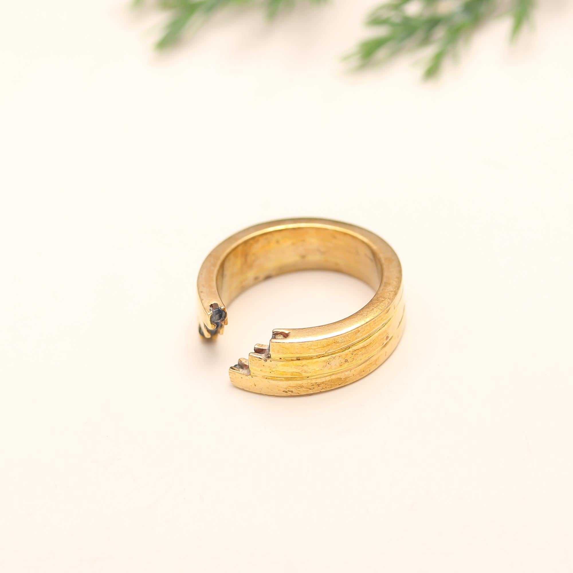 The Architectural Step: Gold Open Band with Dark Stones