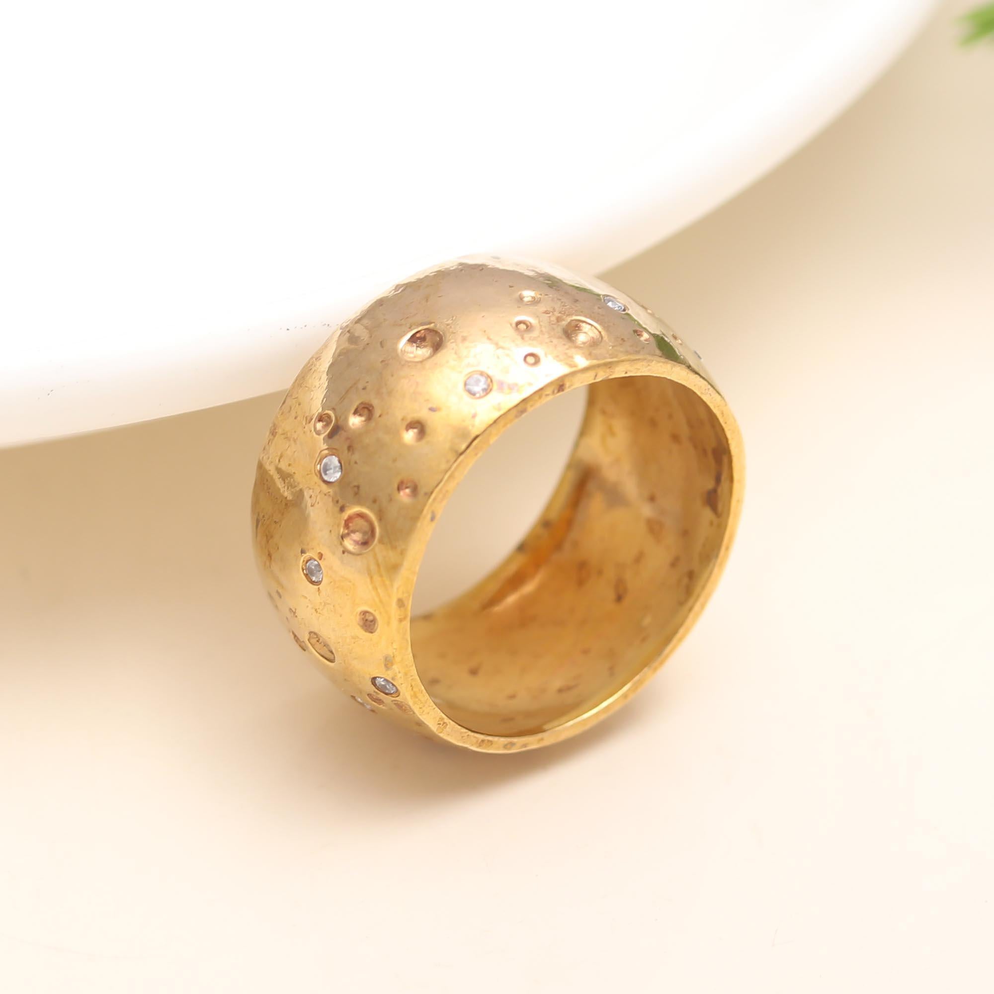The Celestial Stardust: Distressed Gold Flush Set Ring