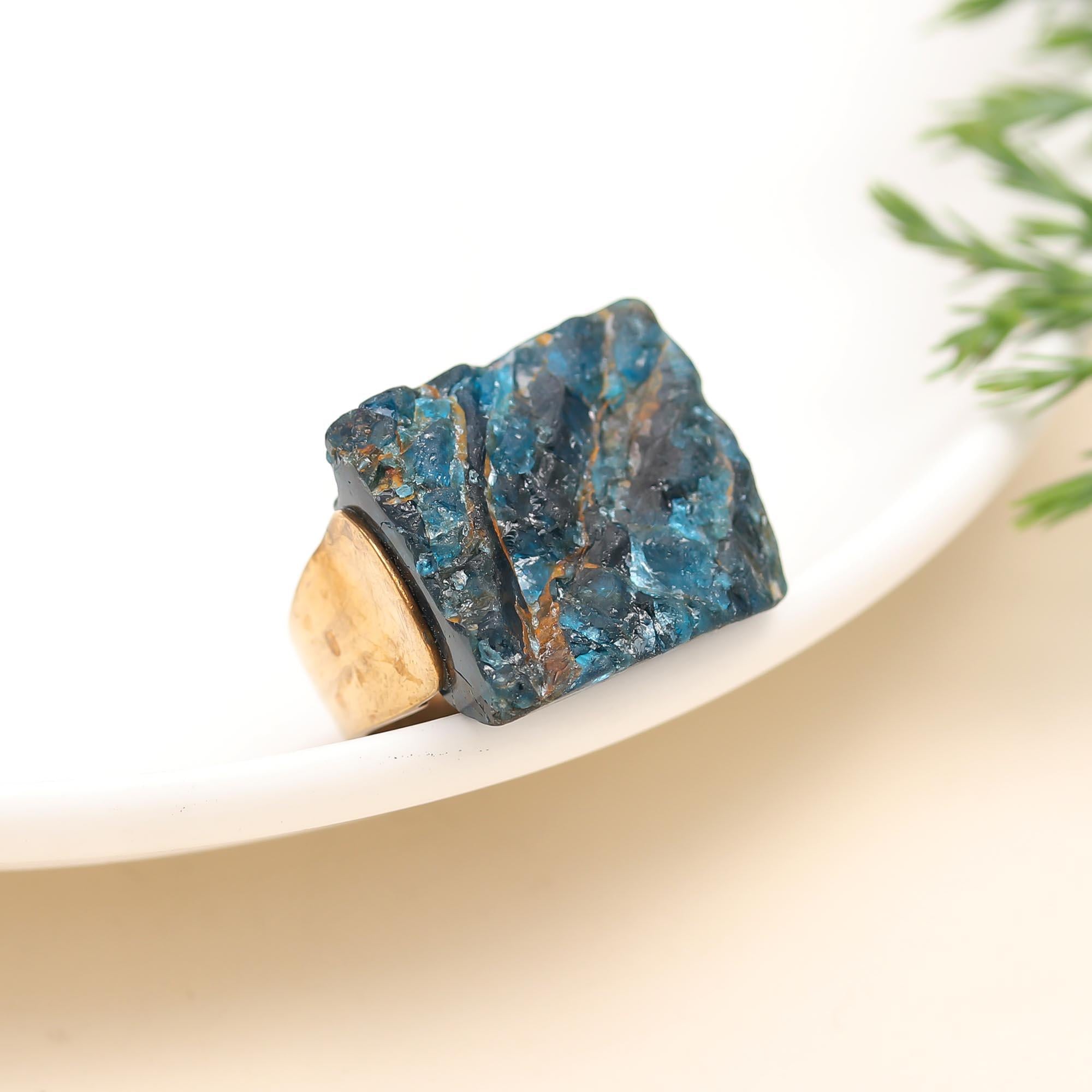 The Raw Kyanite: Organic Blue Blade Stone Ring