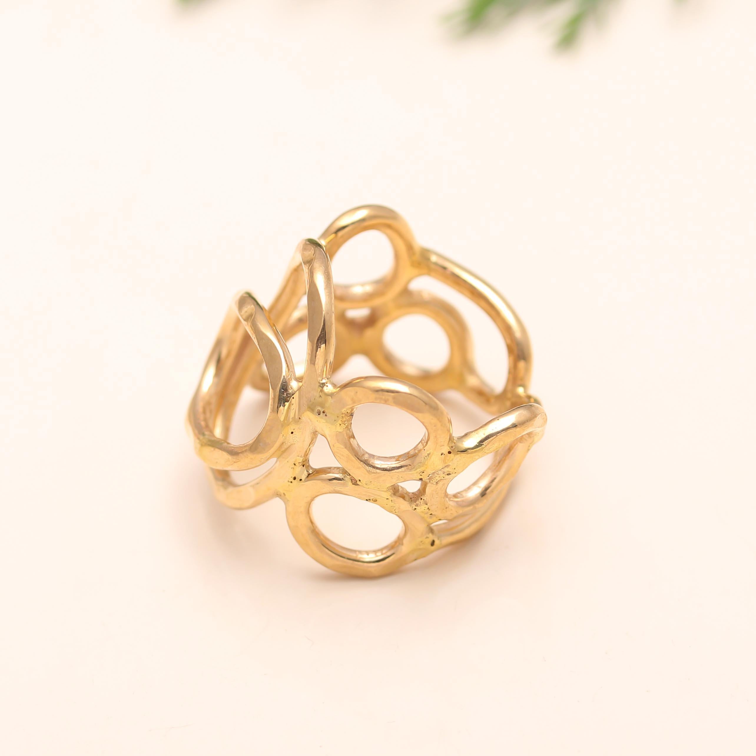 The Golden Cushion: Textured Soft Square Ring