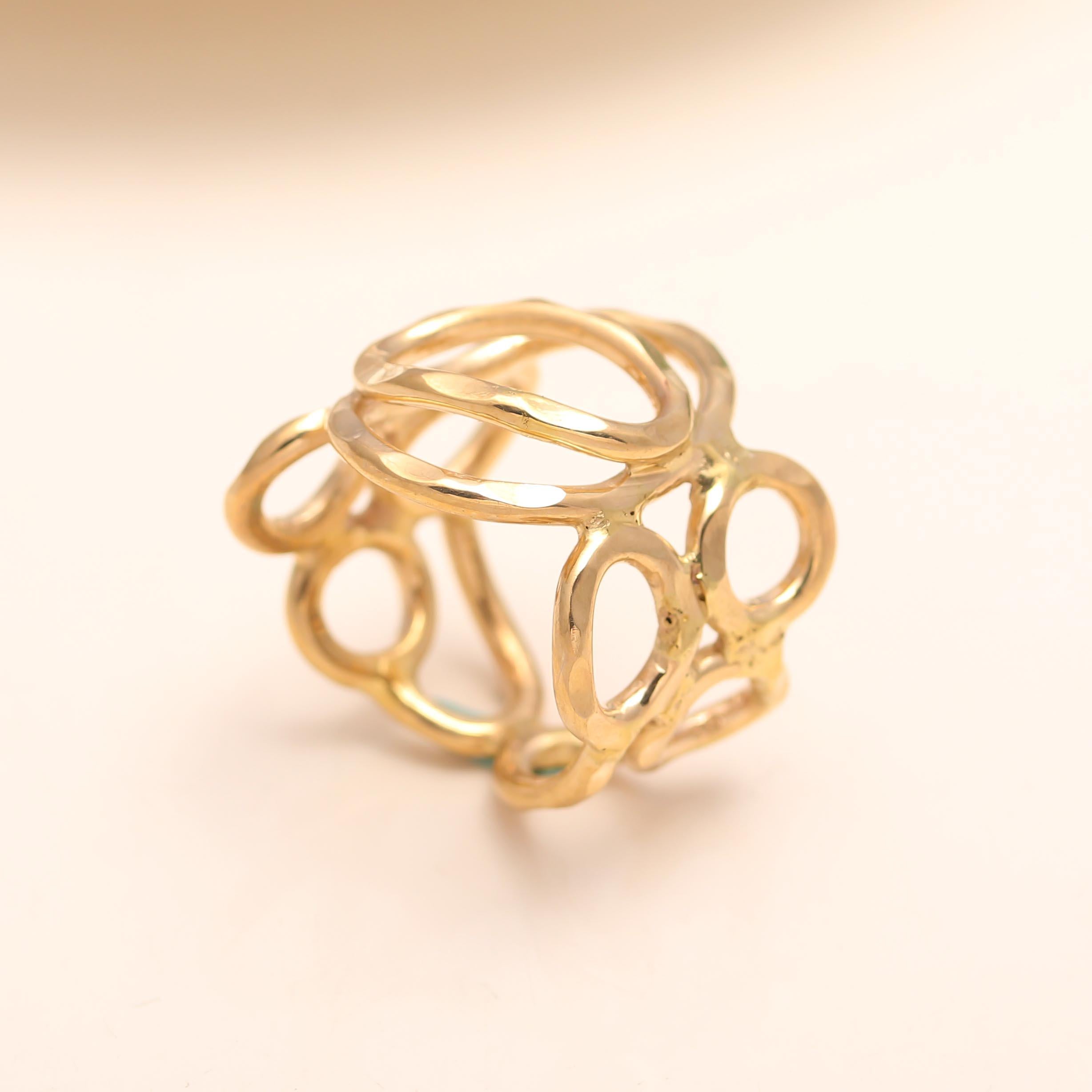 The Golden Cushion: Textured Soft Square Ring
