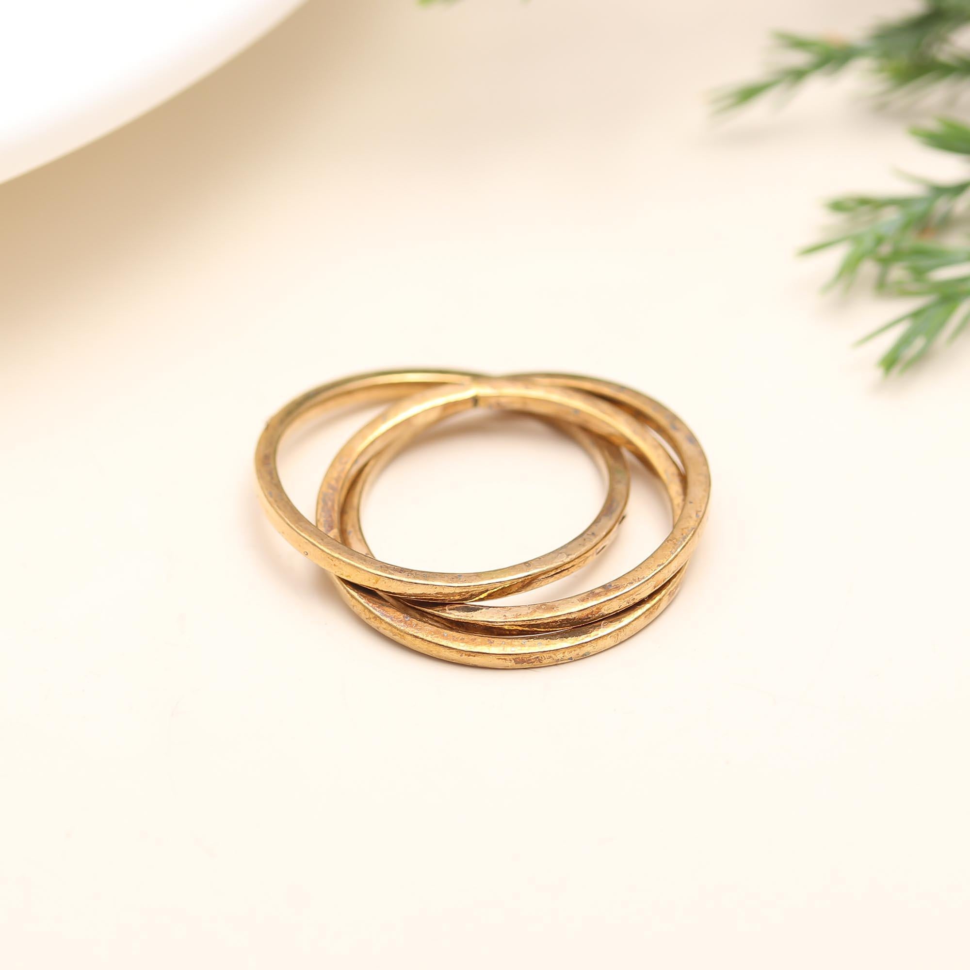 The Golden Trinity: Rustic Interlocking Rolling Ring