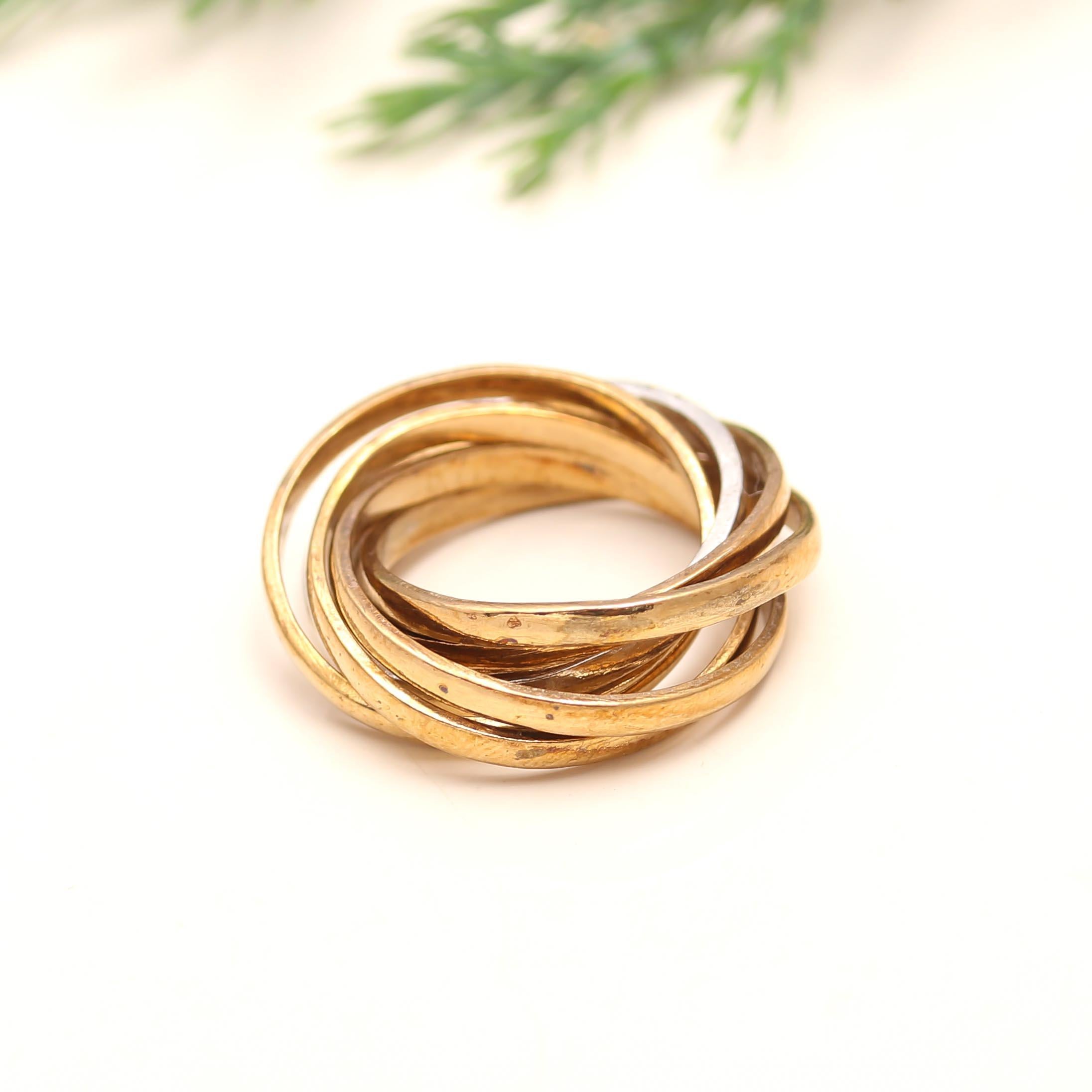 The Textured Weaver: Mixed Metal Five Band Rolling Ring
