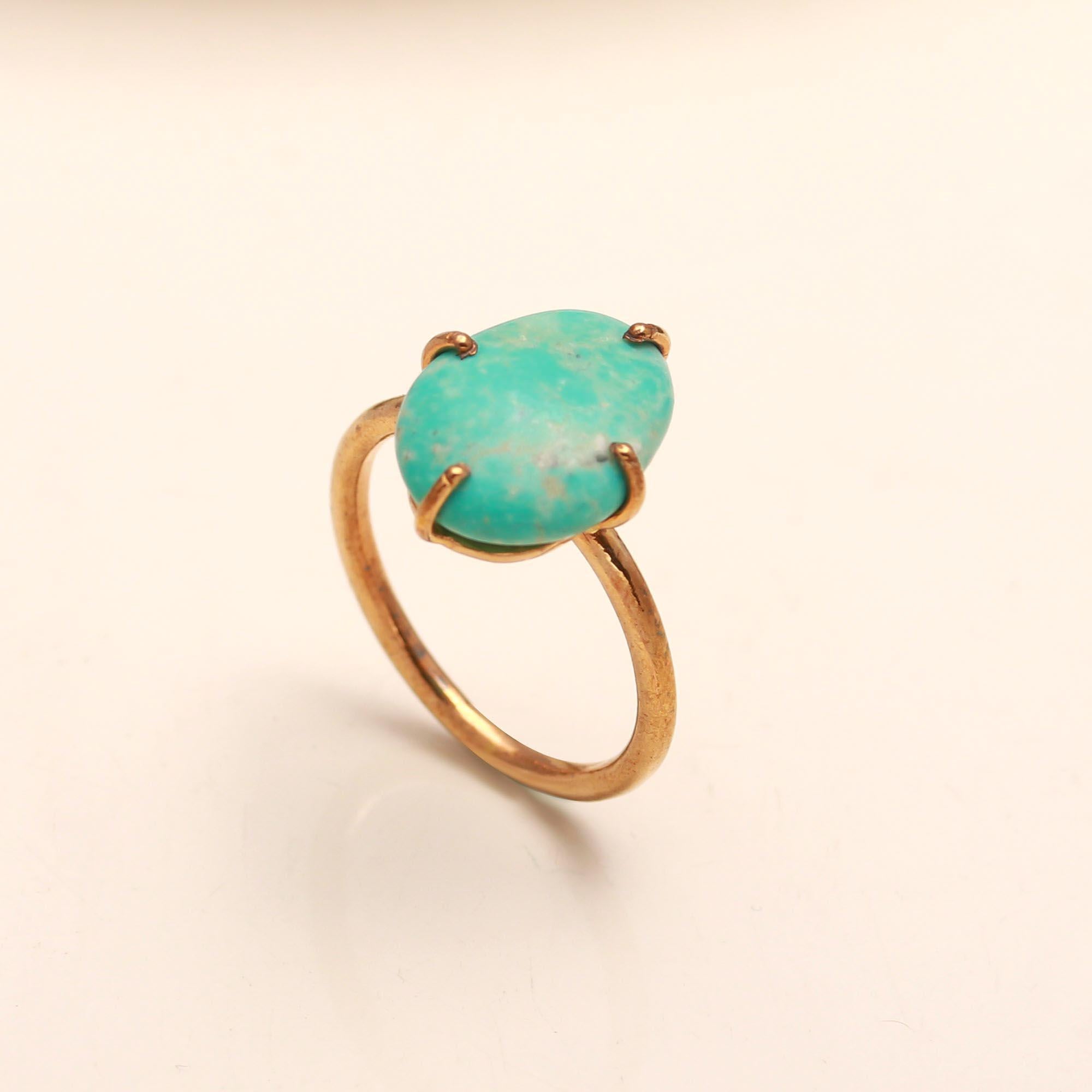 The Turquoise Solitaire: Classic Oval Cabochon Ring