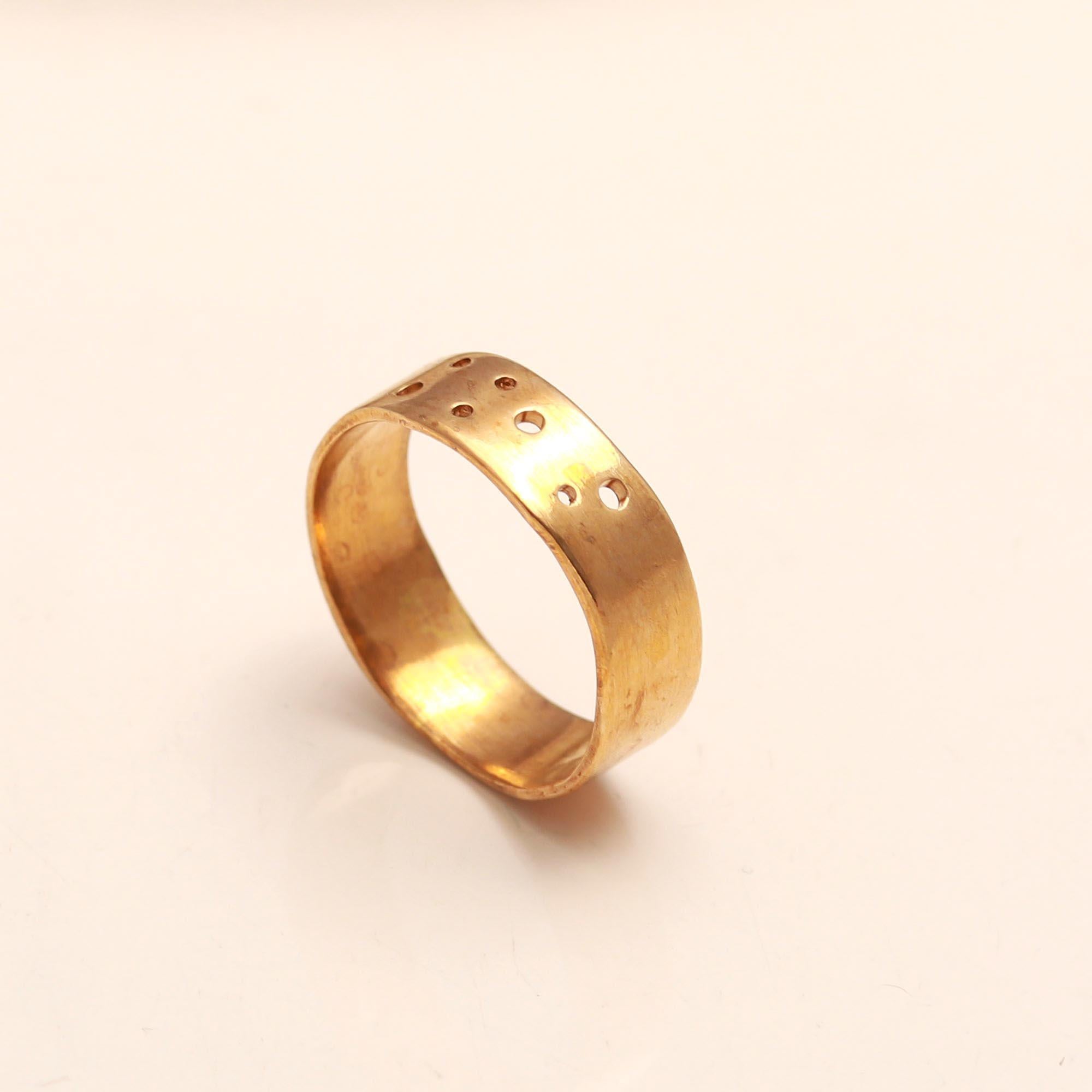 The Celestial Band: Wide Ring with Perforated Texture