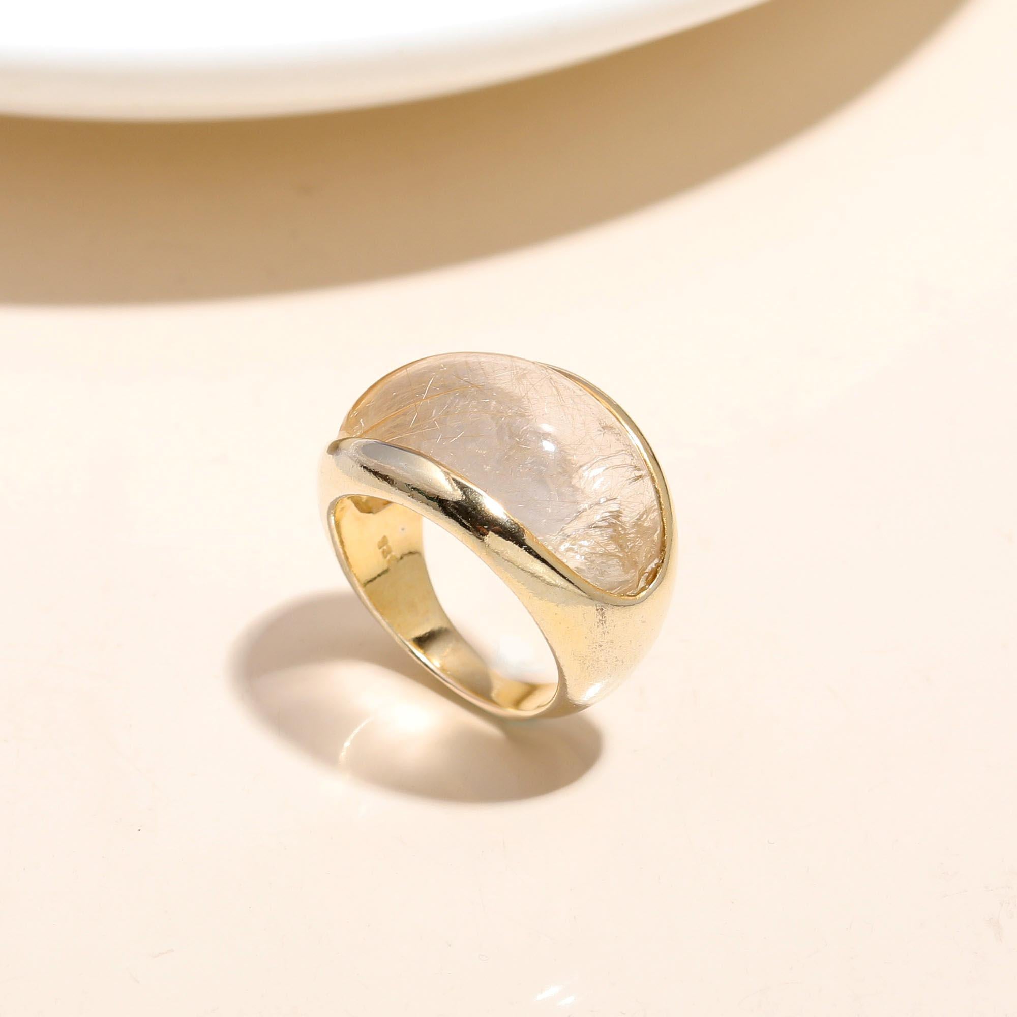 The Golden Needle: Rutilated Quartz & Gold Ring