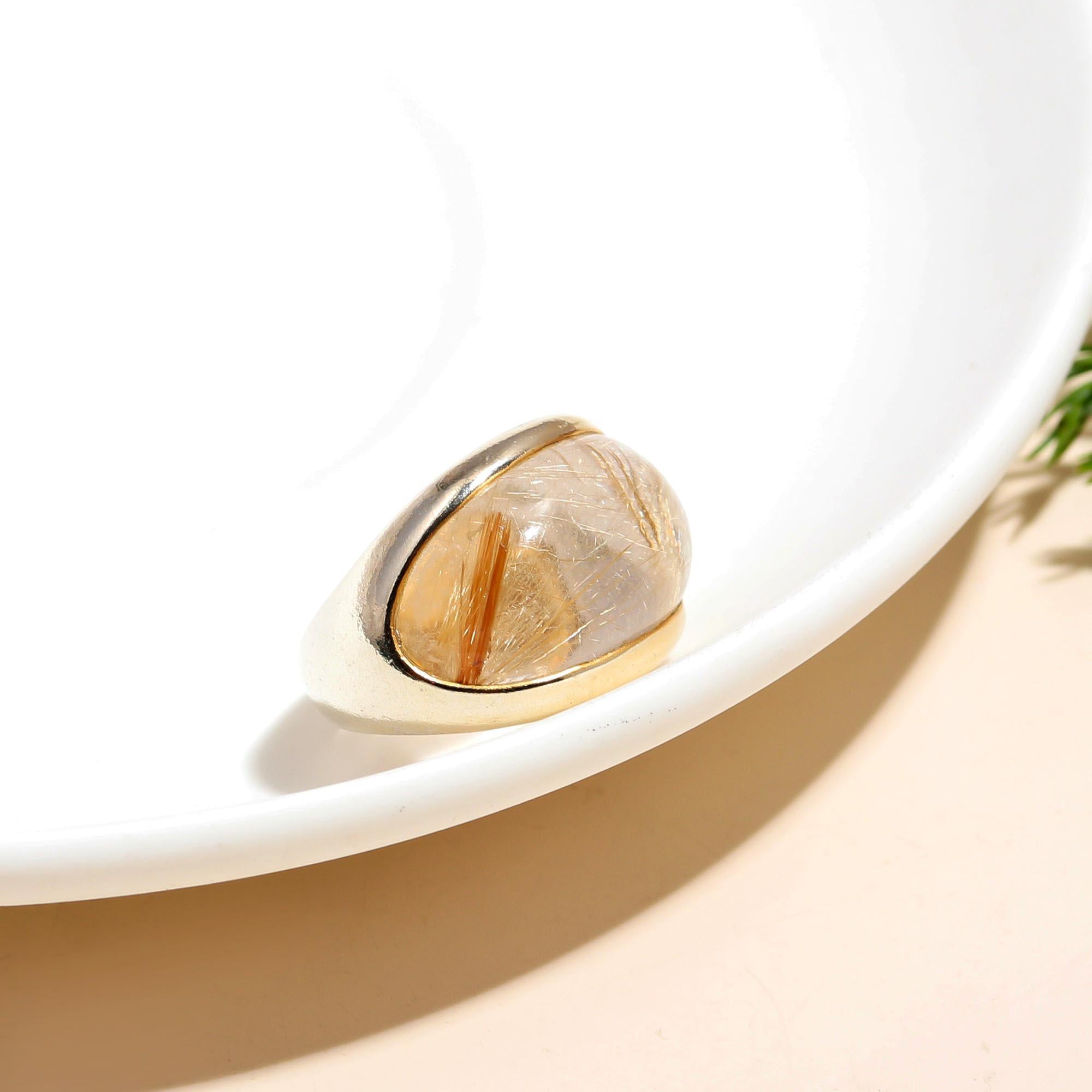 The Golden Needle: Rutilated Quartz & Gold Ring