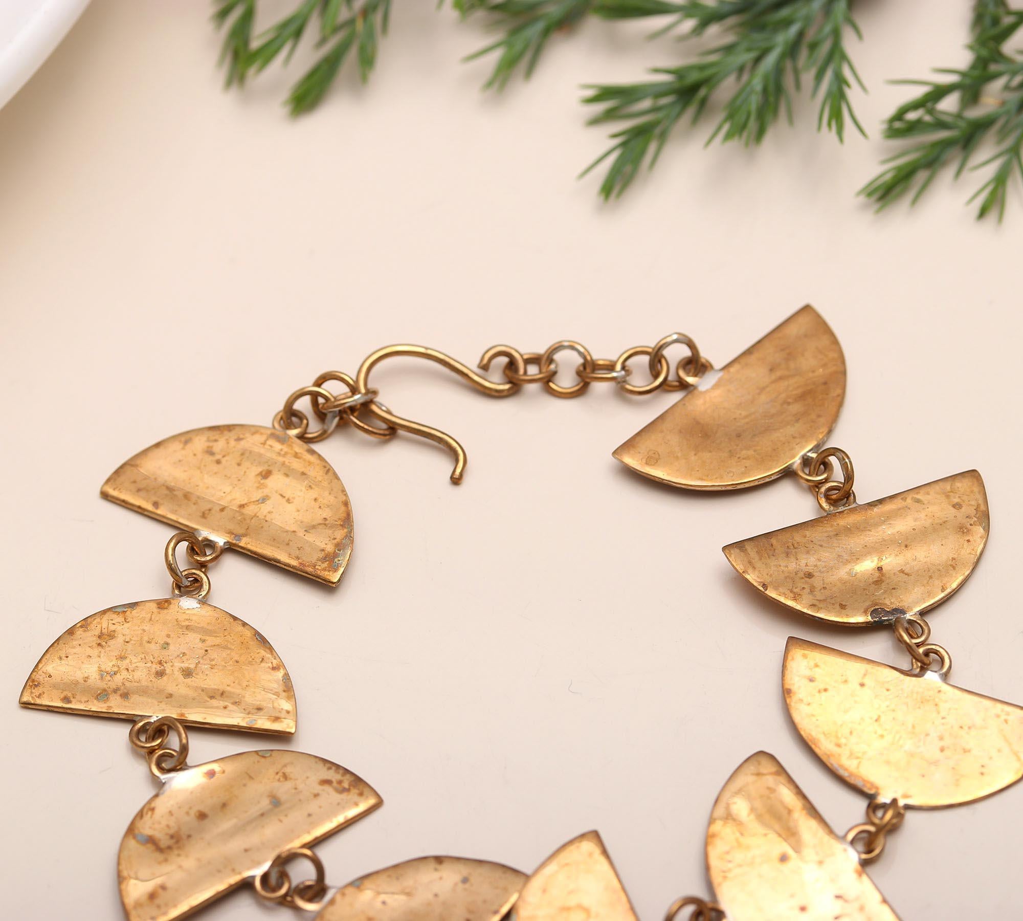 The Lunar Phase: Antique Gold Half-Moon Bracelet