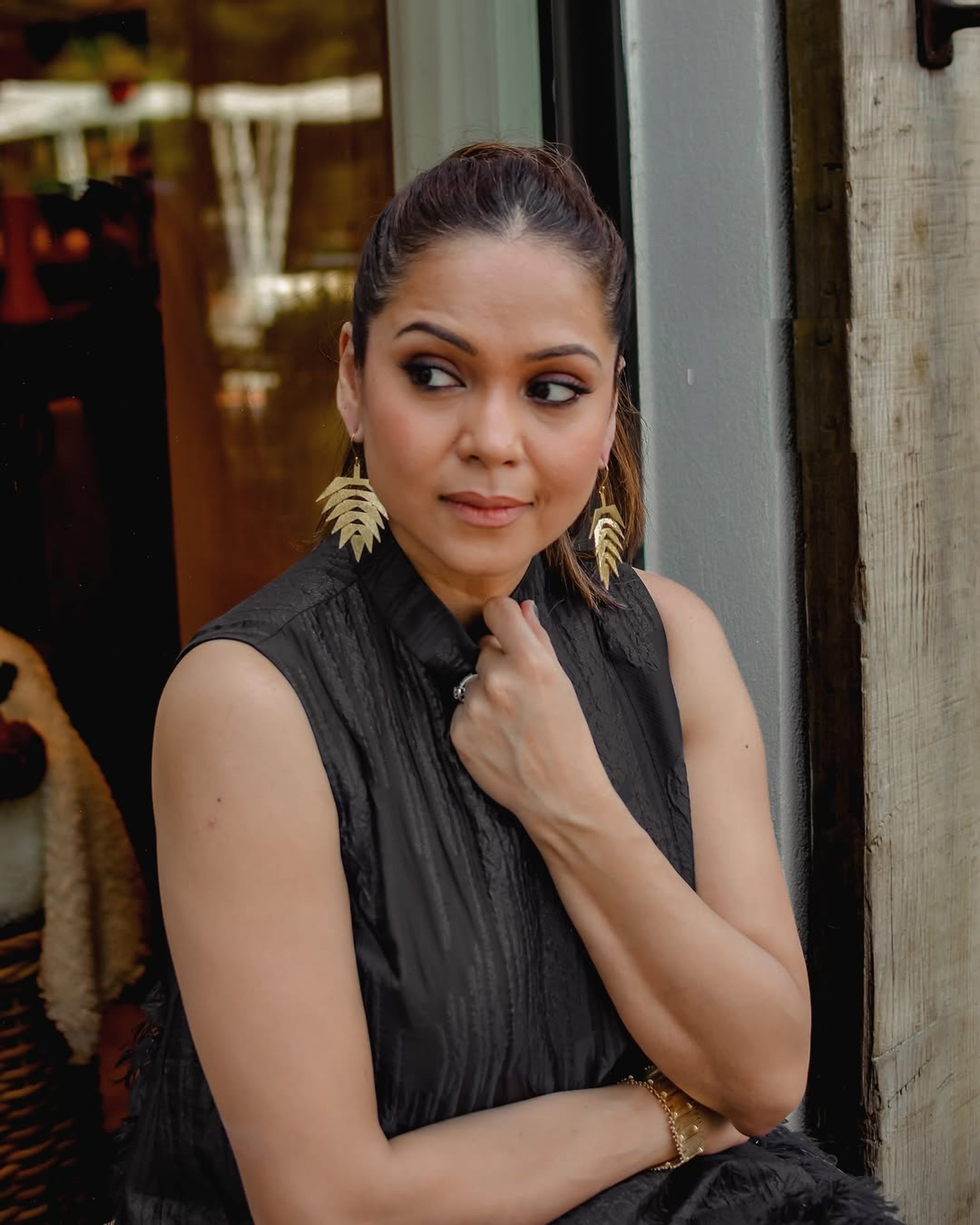 The Gilded Fern: Textured Leaf Drop Earrings