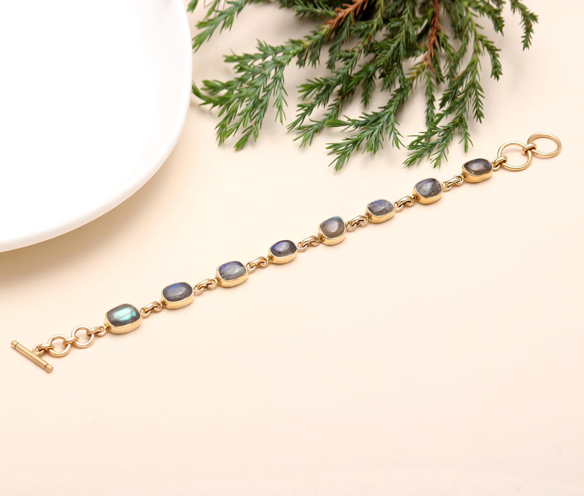 The Mystical Chain: Labradorite Gold Vermeil Toggle Bracelet