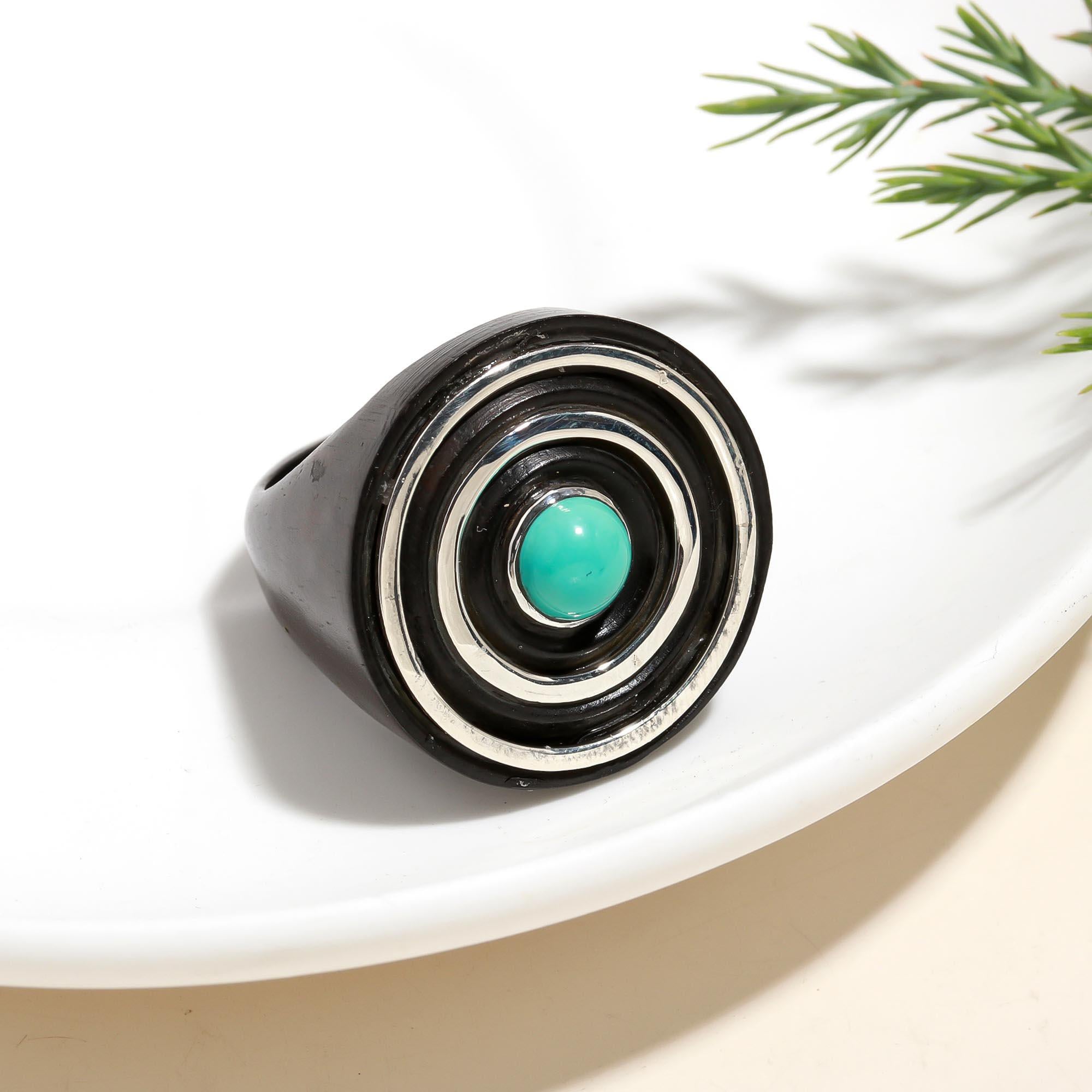 925 Silver Turquoise Enamel Ring