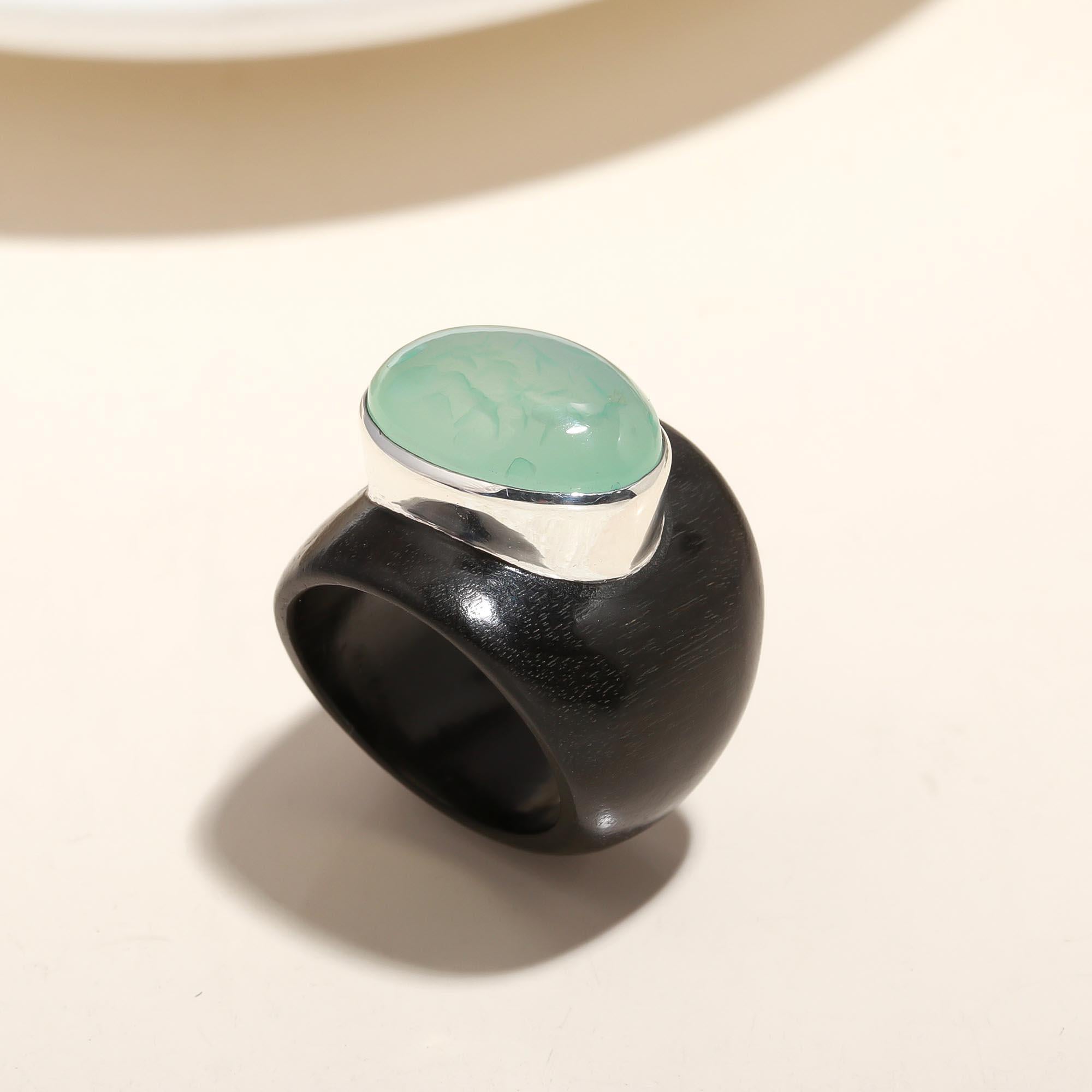 925 Silver Green Chalcedony Ring