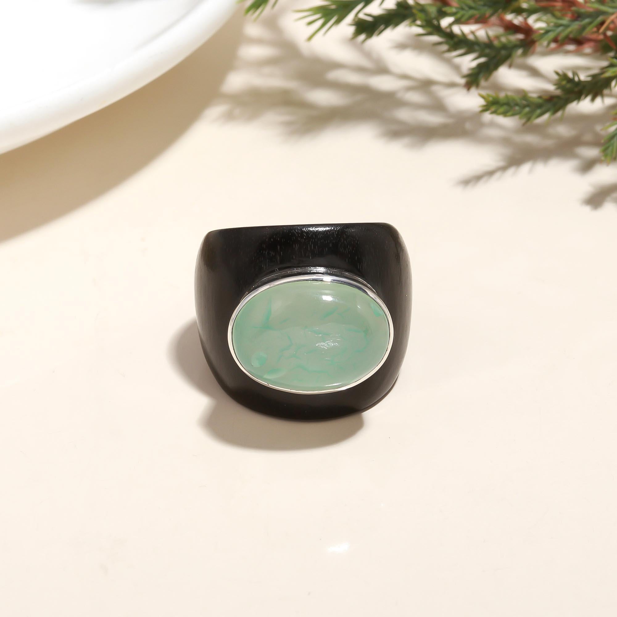 925 Silver Green Chalcedony Ring
