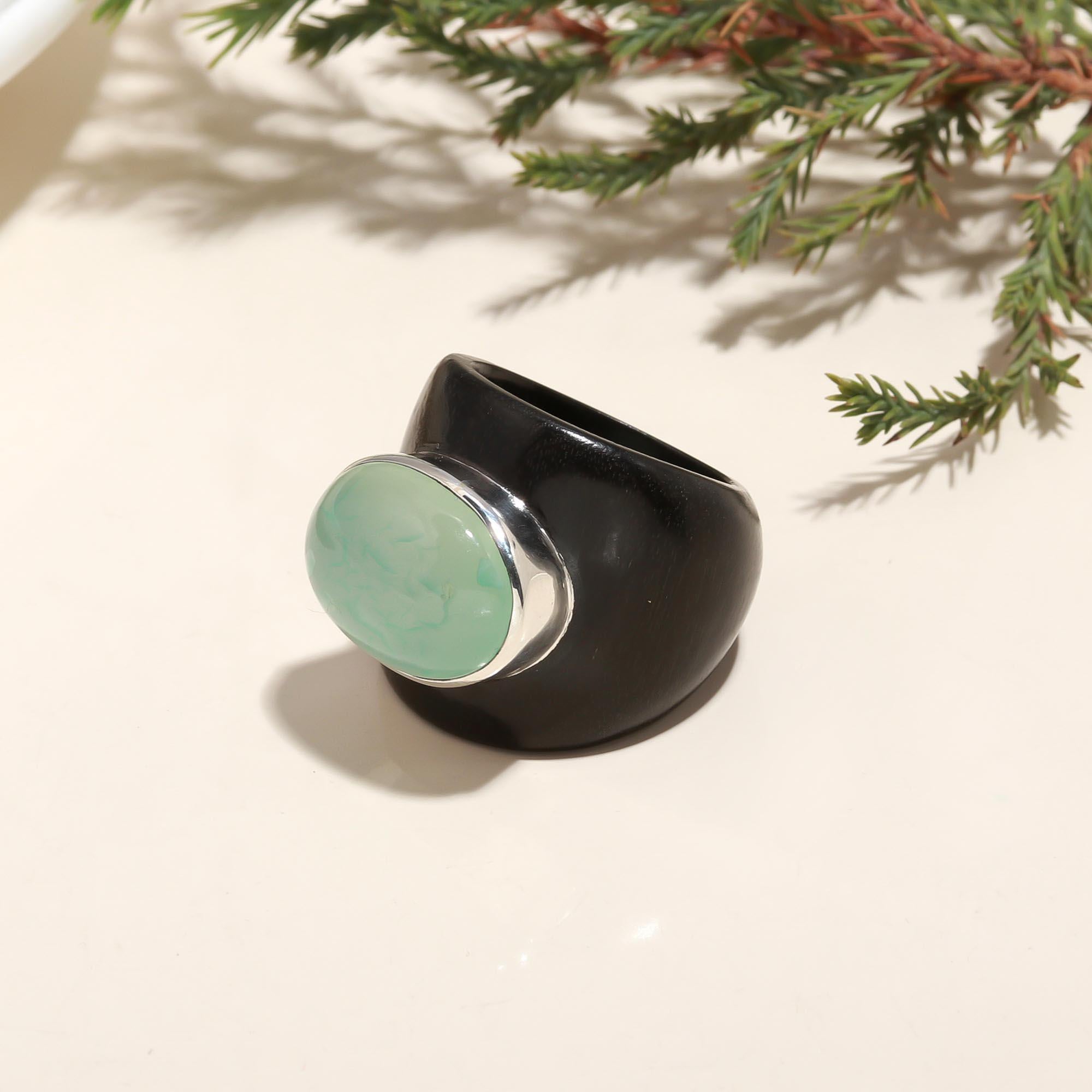 925 Silver Green Chalcedony Ring
