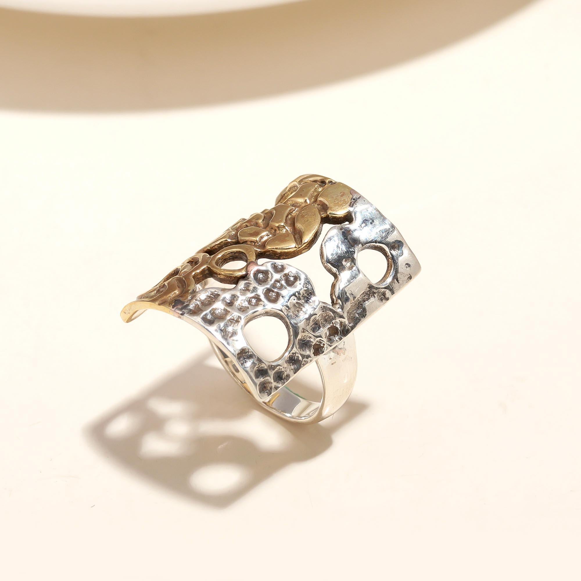 925 Silver Mixed Metal Textured Ring