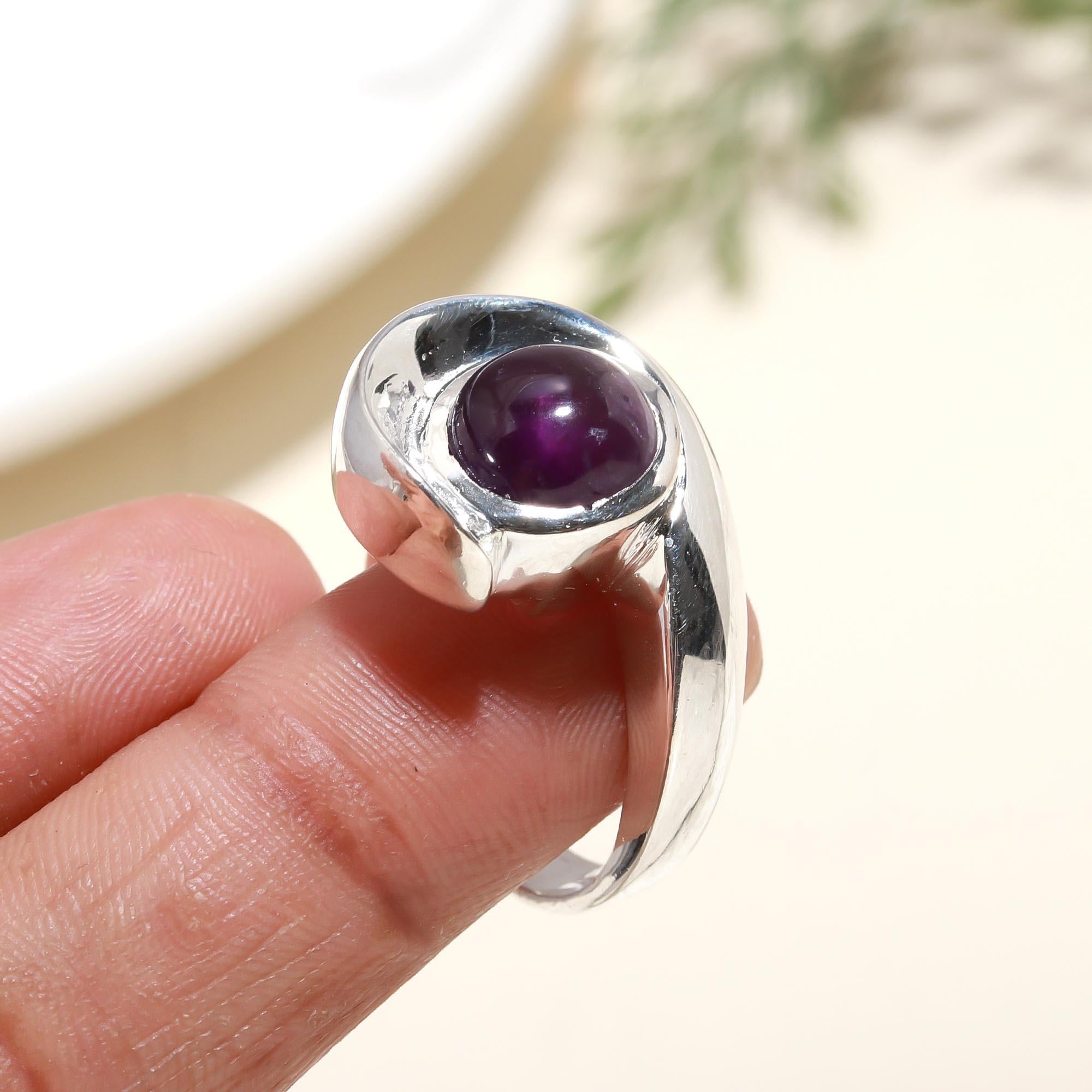925 Silver Amethyst Swirl Ring