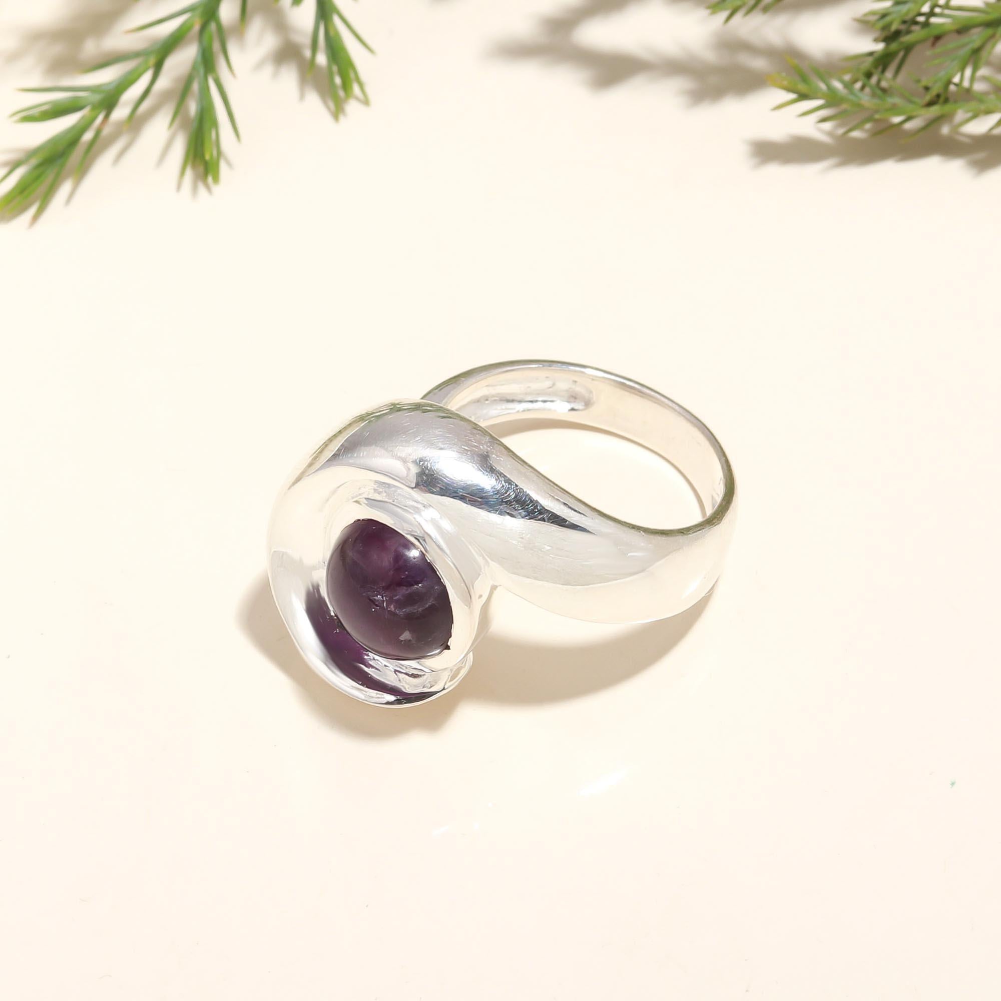 925 Silver Amethyst Swirl Ring