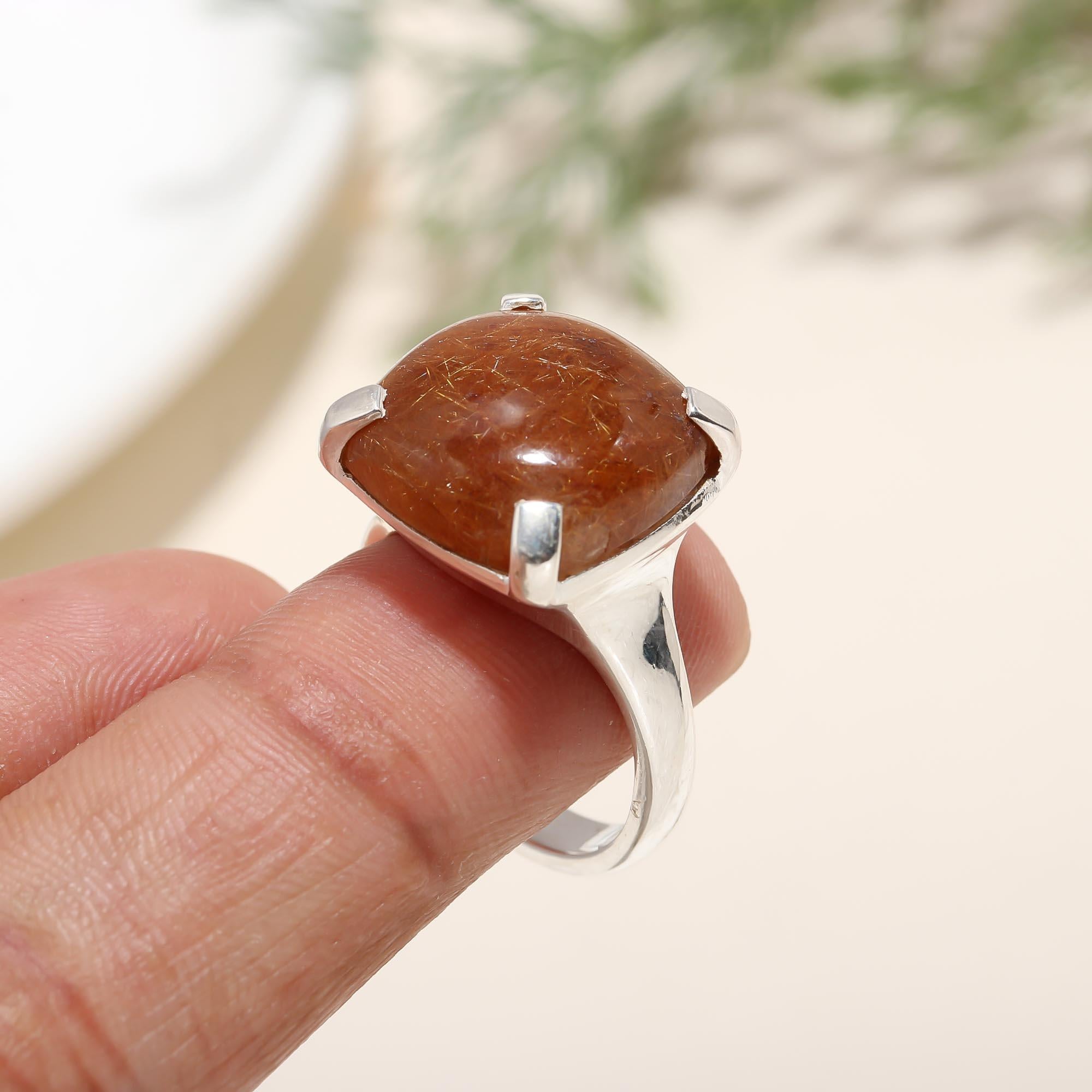 925 Silver Rutilated Quartz Ring