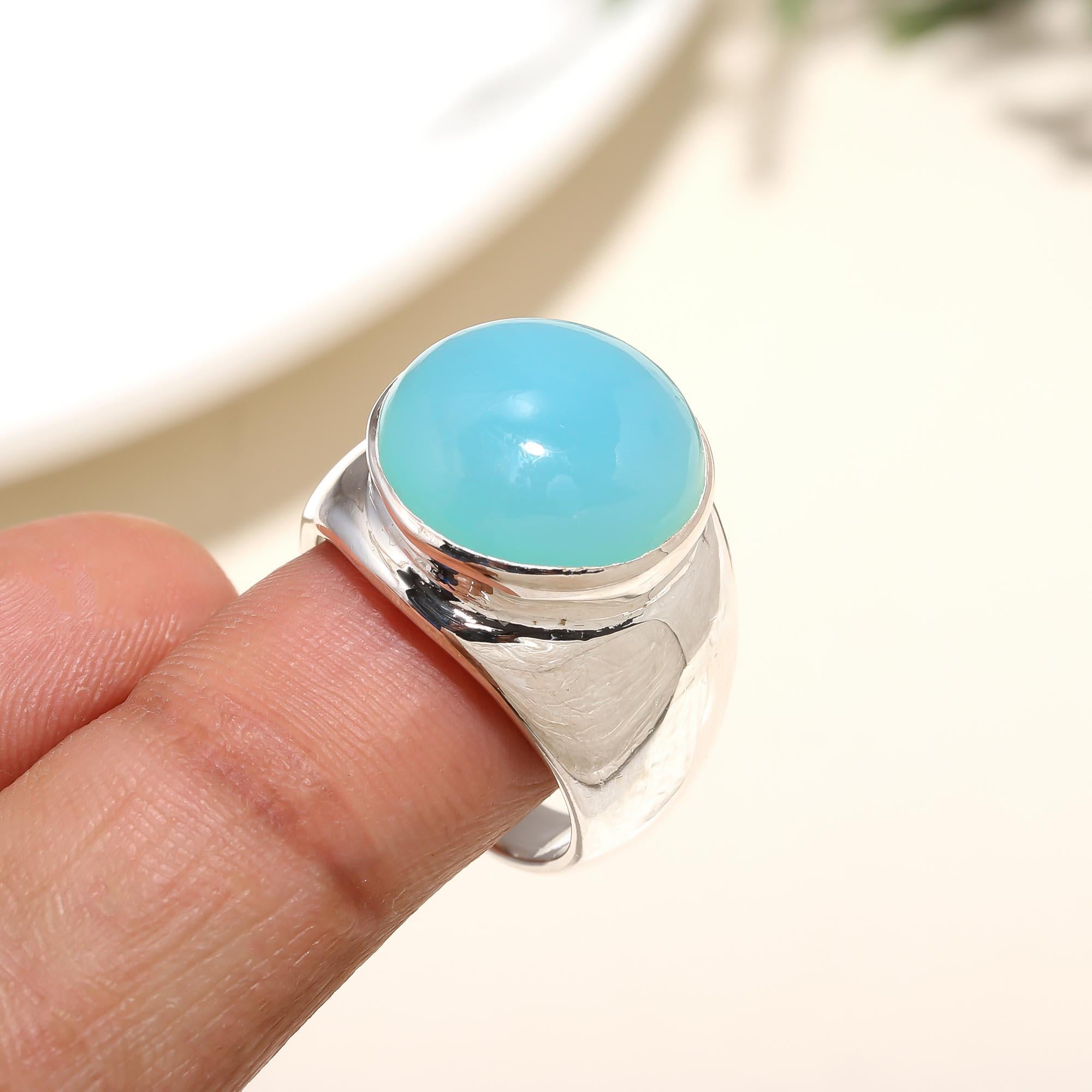 925 Silver Blue Chalcedony Ring