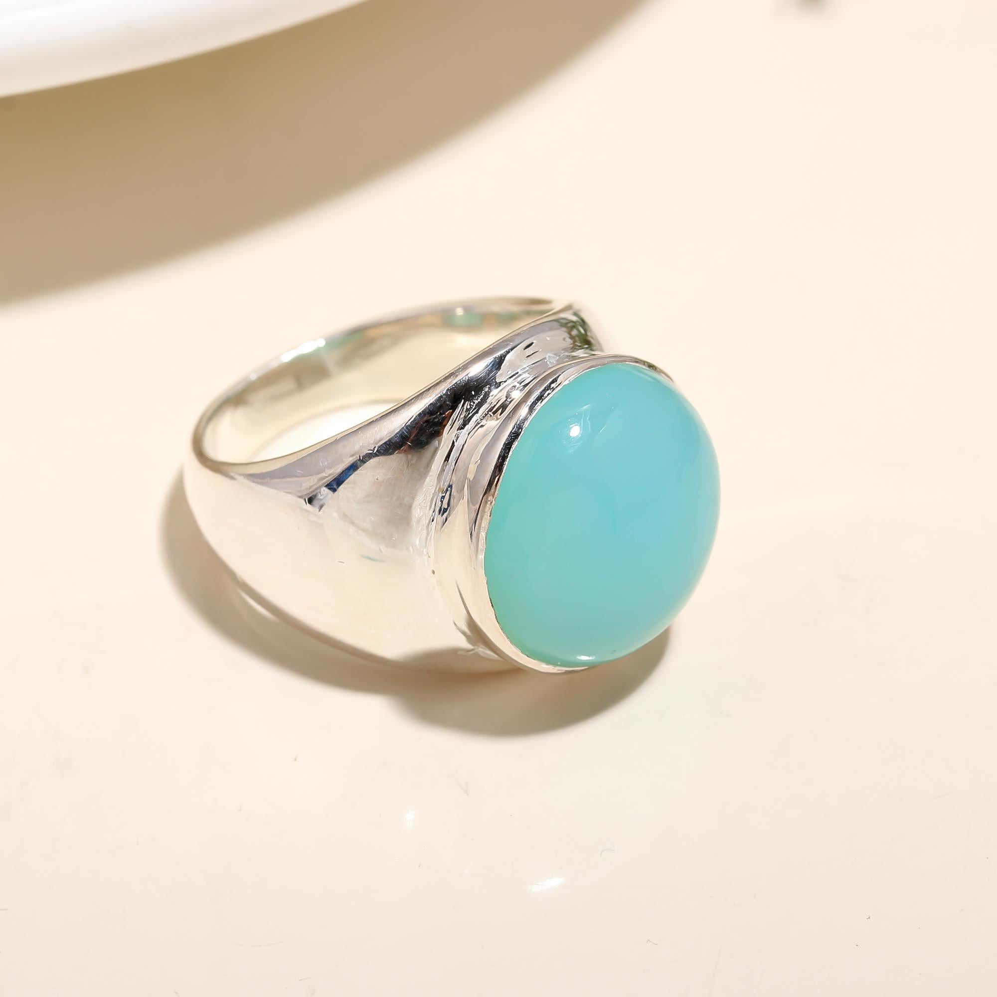 925 Silver Blue Chalcedony Ring