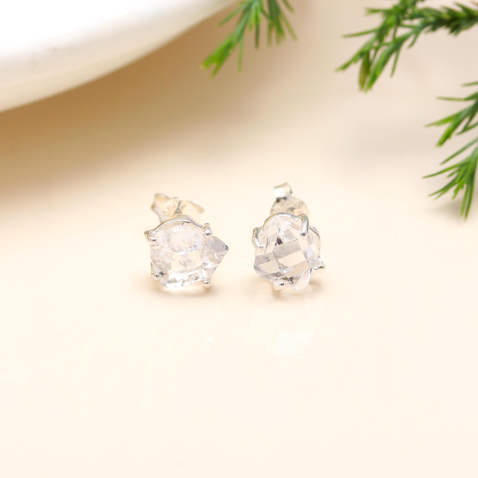 925 Silver Herkimer Quartz Stud Earrings