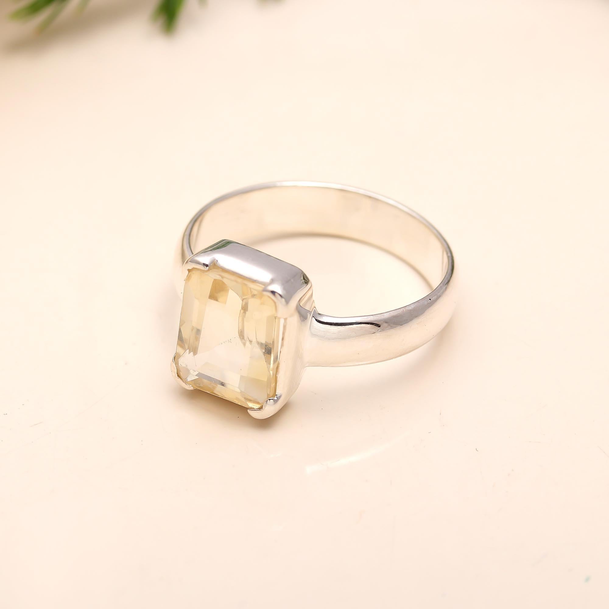 925 Silver Lemon Quartz Ring