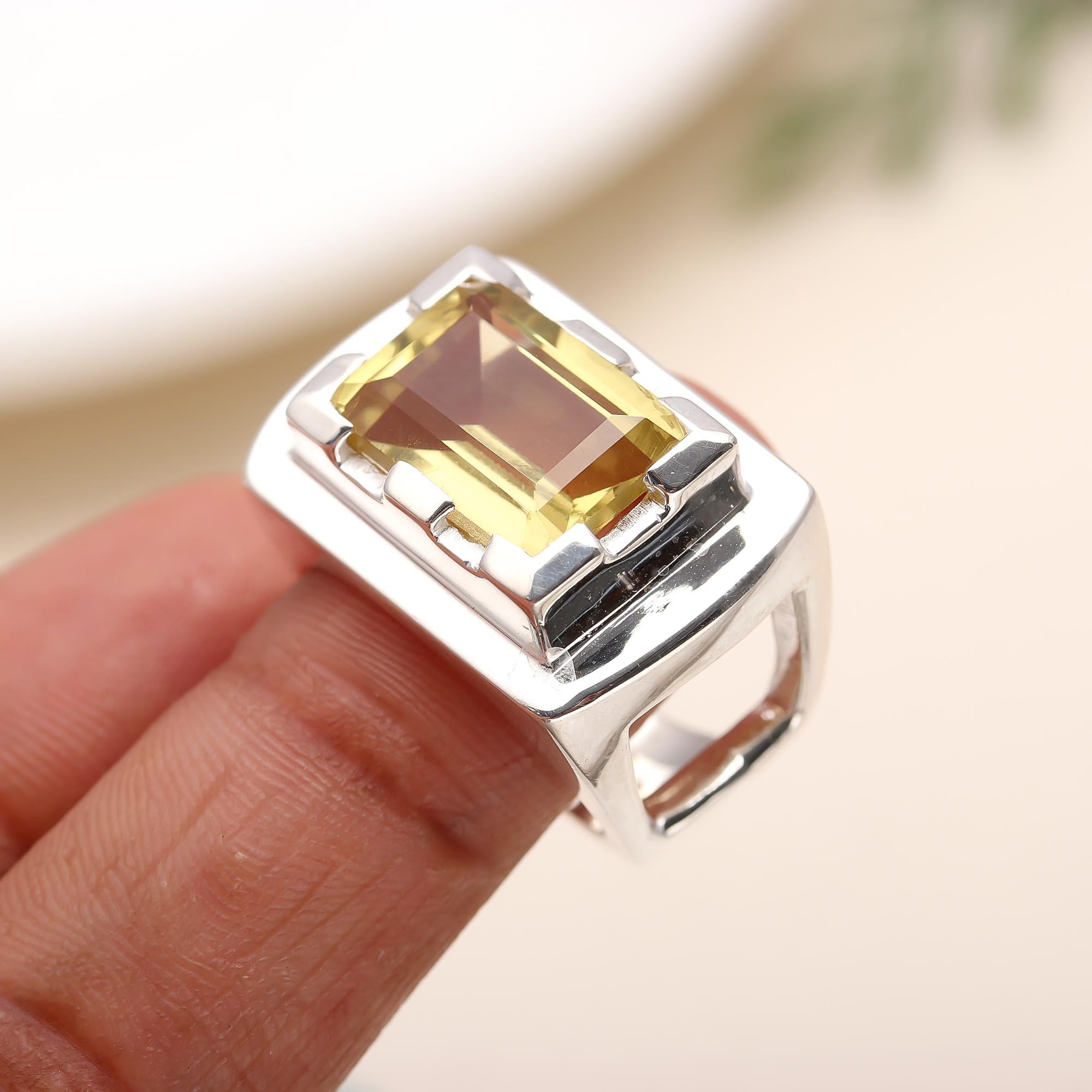 925 Silver Lemon Quartz Ring