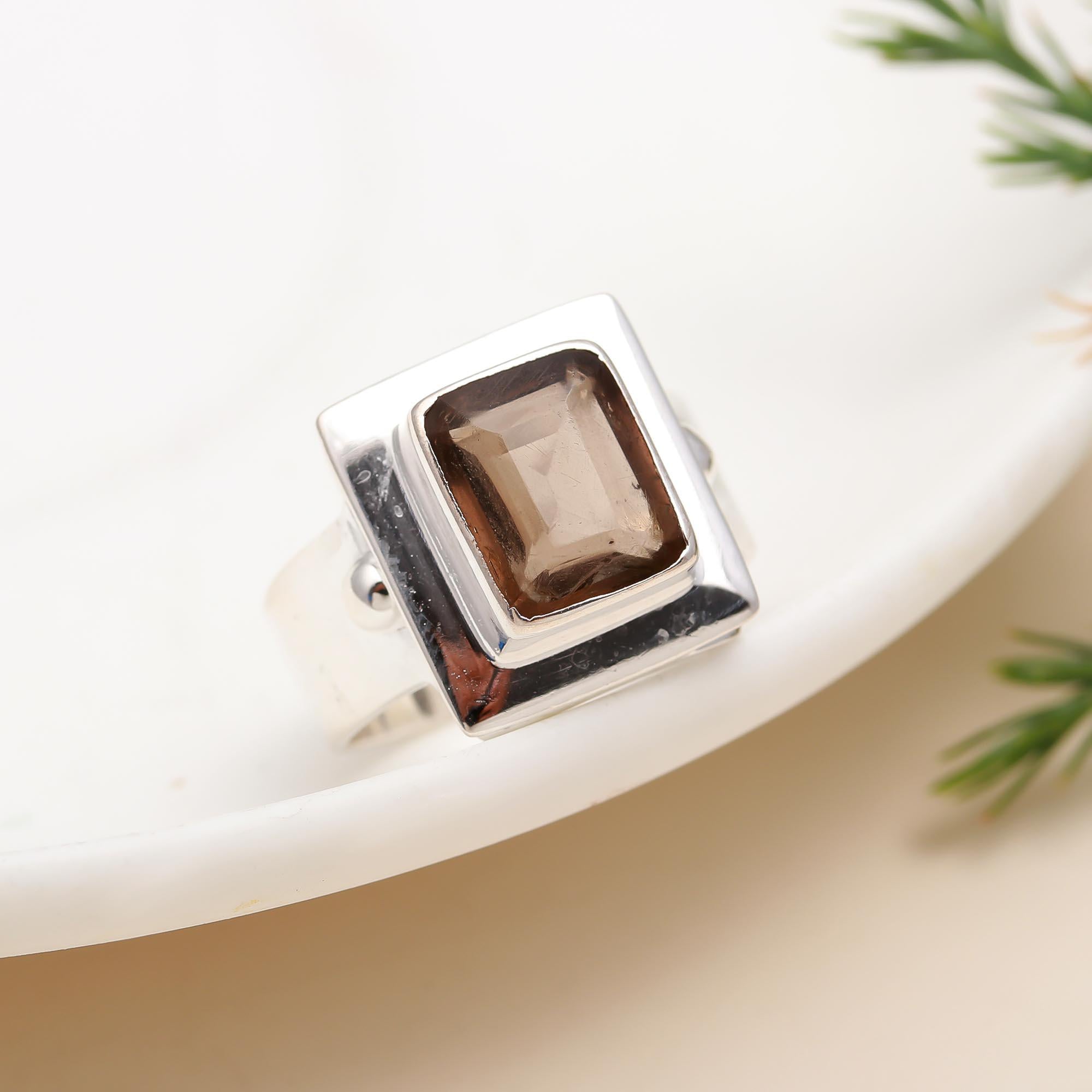 925 Silver Smoky Quartz Ring