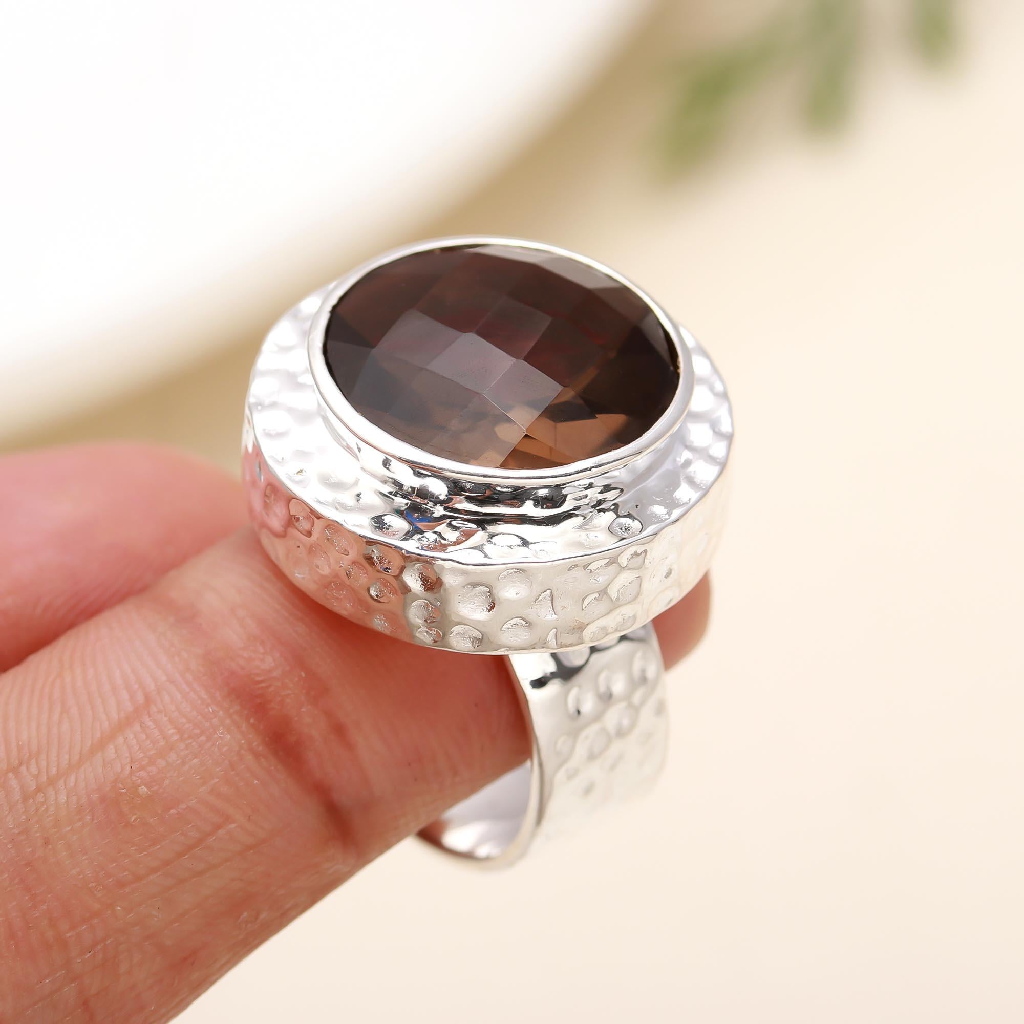 925 Silver Smoky Quartz Ring