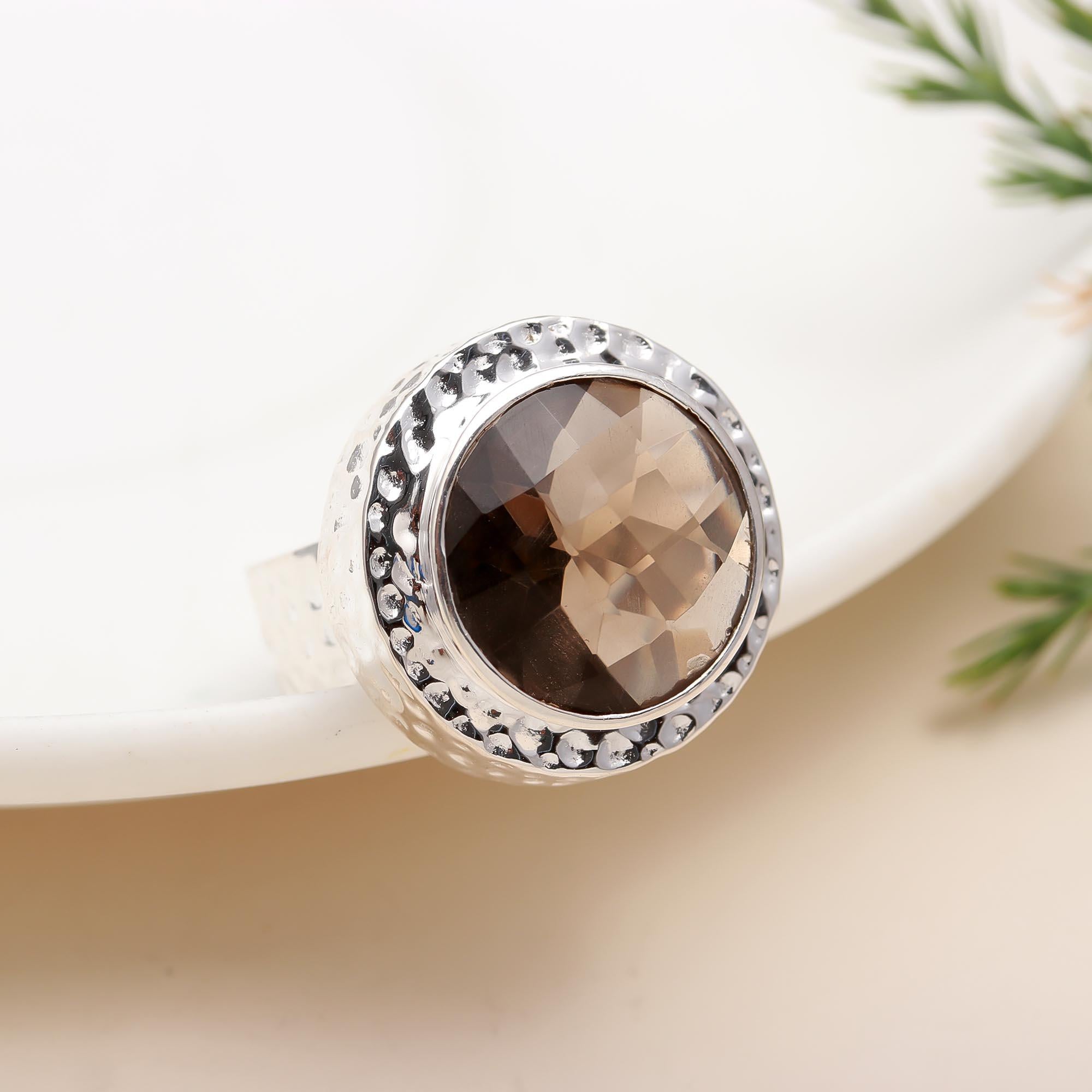 925 Silver Smoky Quartz Ring