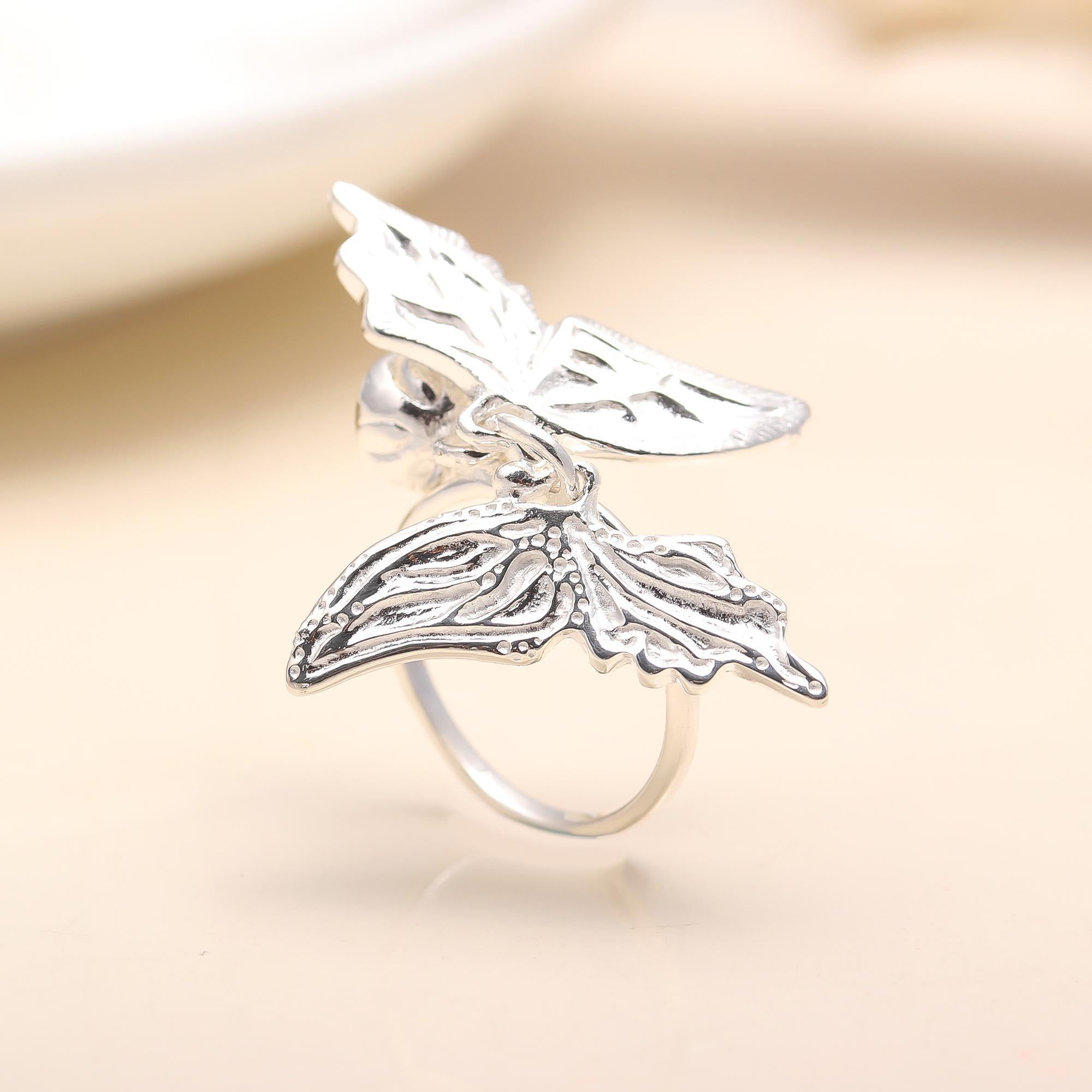 The Silver Monarch: Sculptural Sterling Silver Butterfly Ring