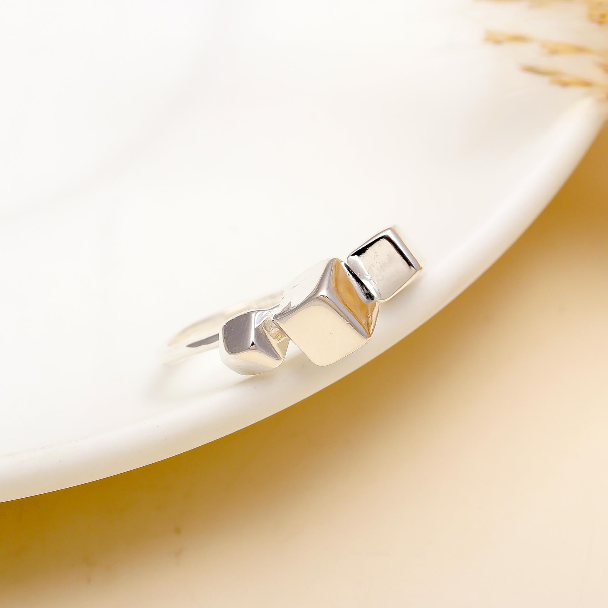 925 Silver Three Cube Ring