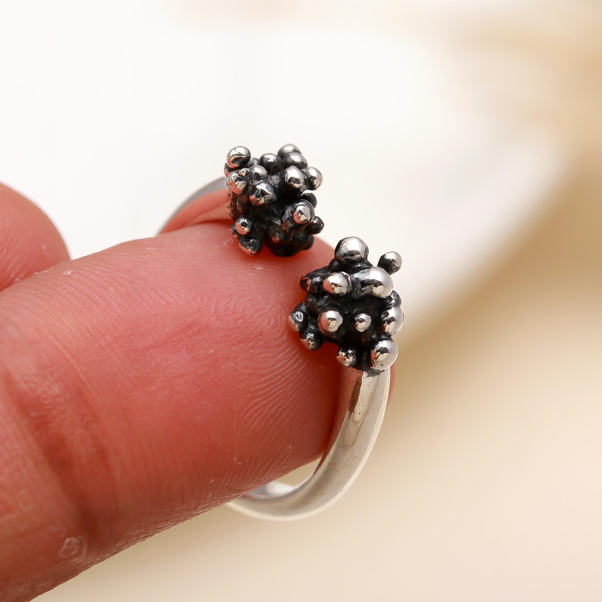 925 Silver Cluster Ball Ring