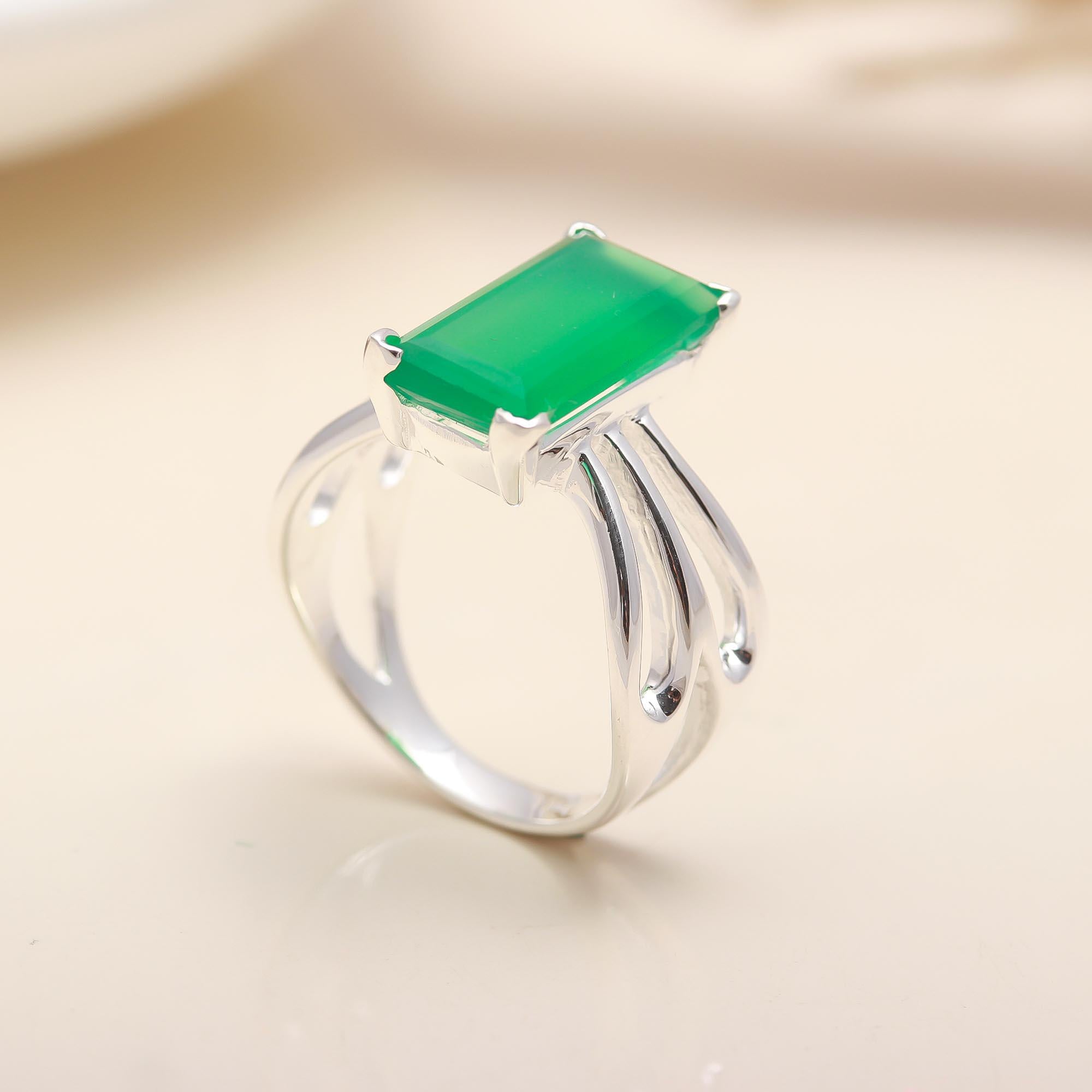 925 Silver Green Onyx Ring