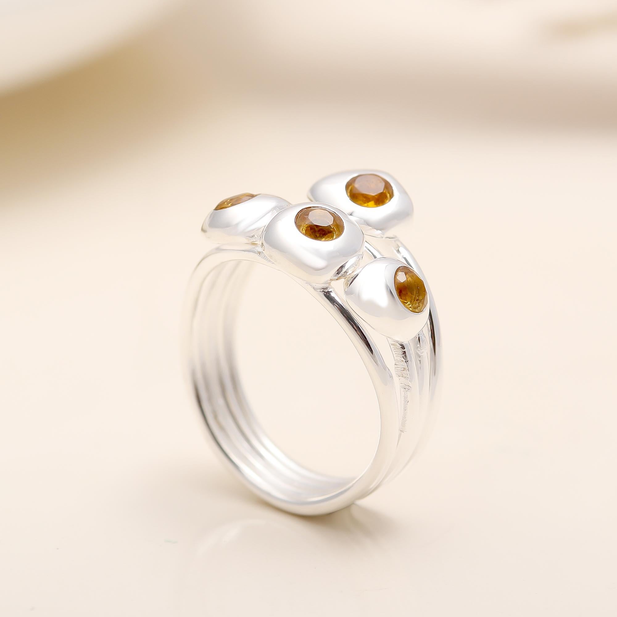 925 Silver Multi Citrine Wrap Ring