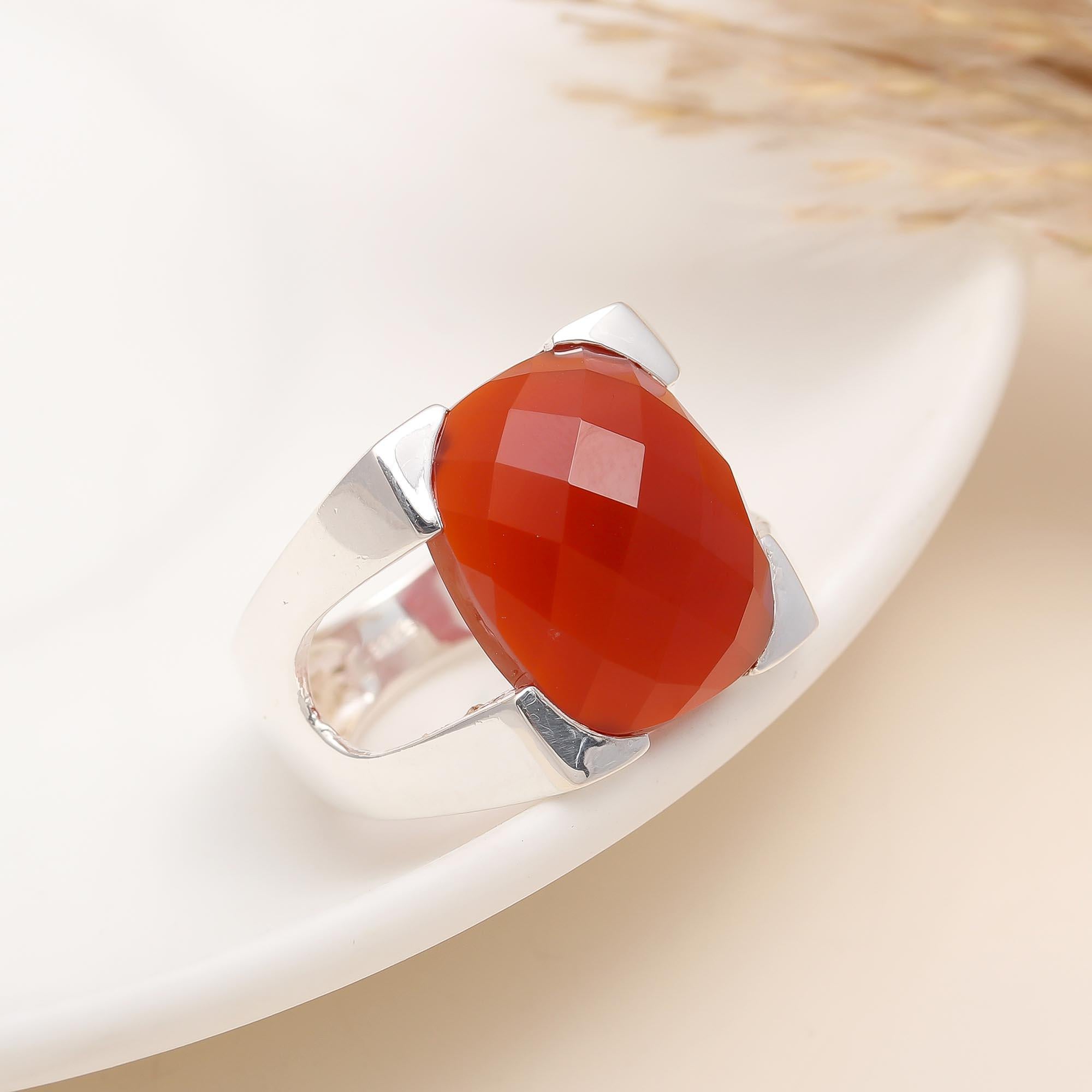 925 Silver Red Onyx Ring
