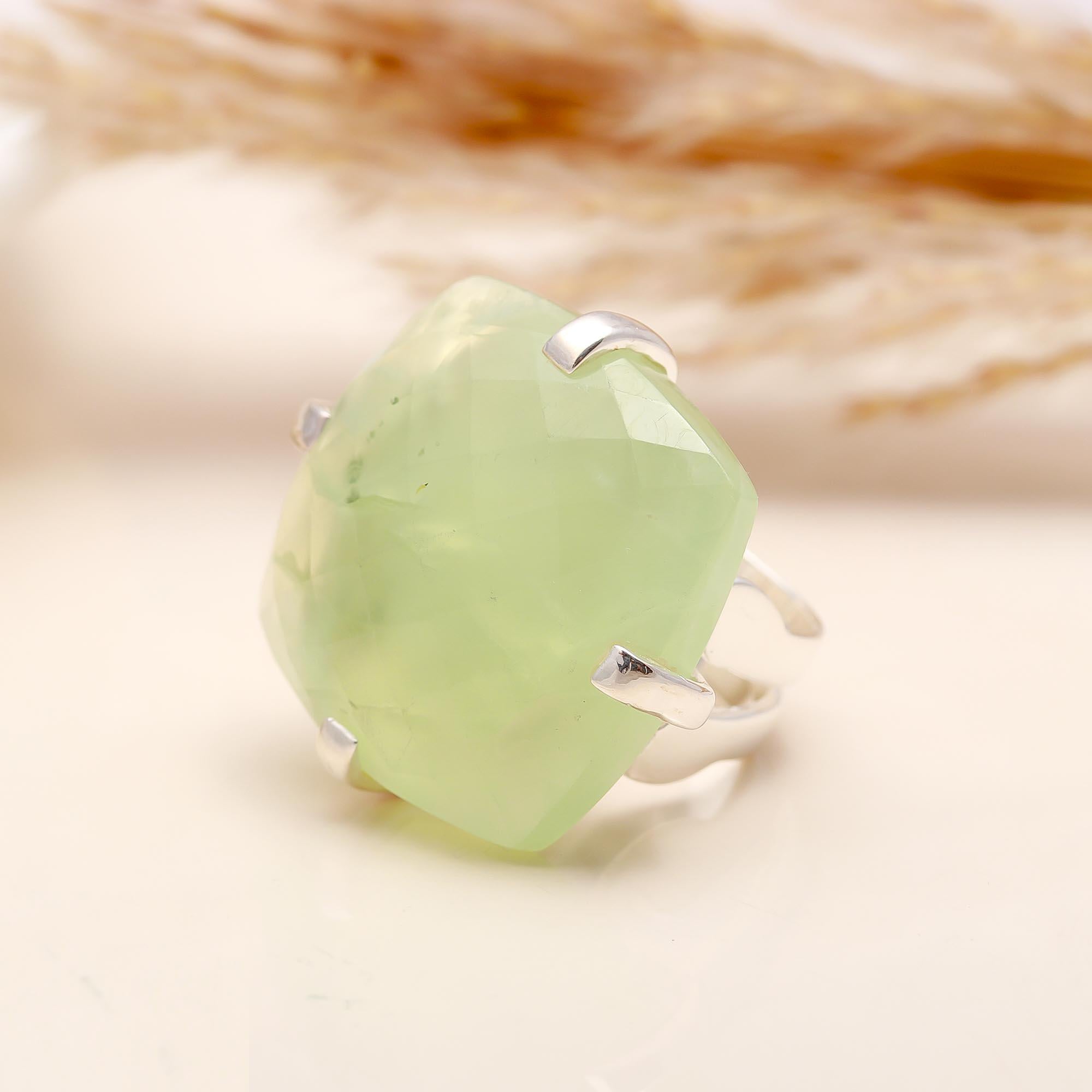 925 Silver Green Chalcedony Ring
