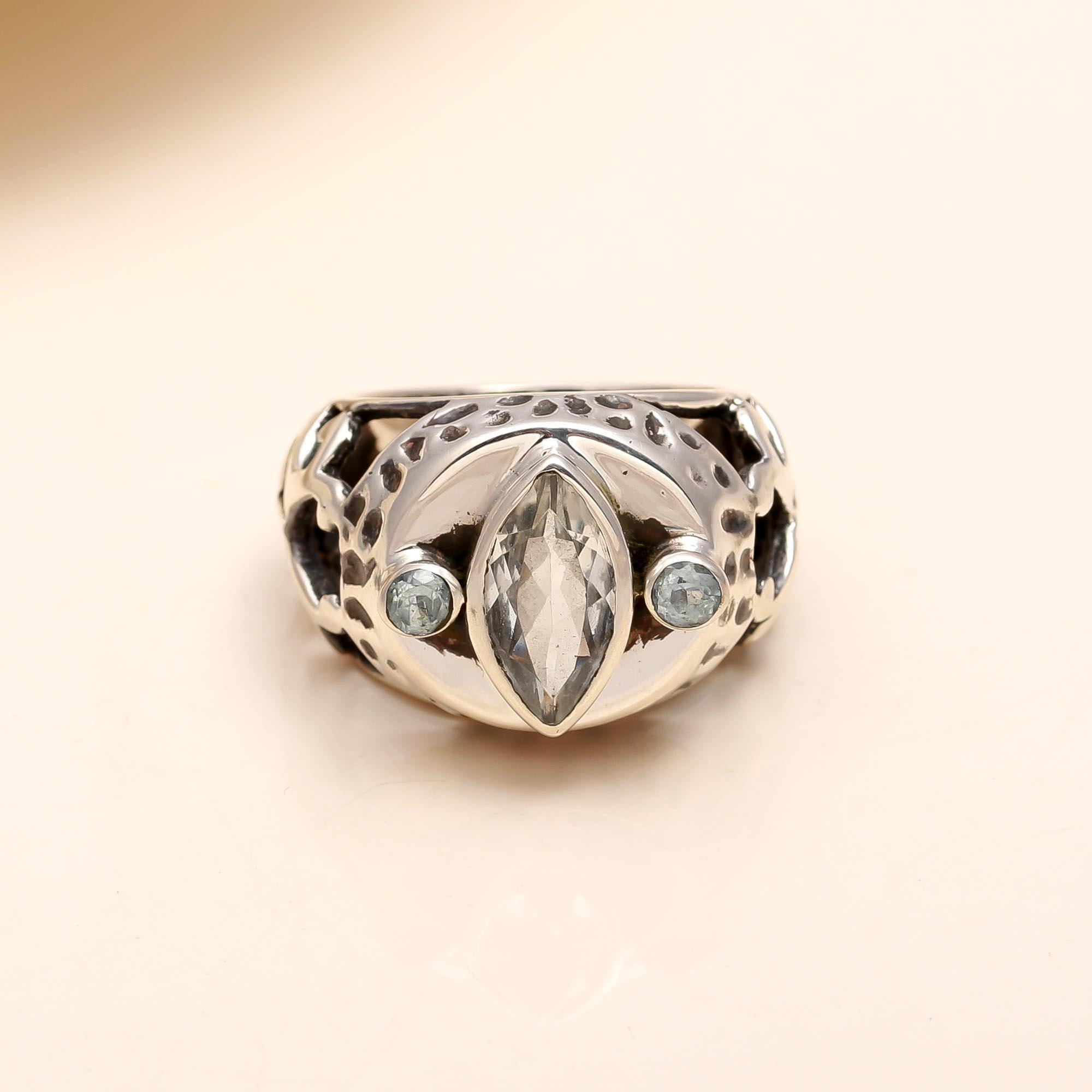925 Silver White Topaz Ring