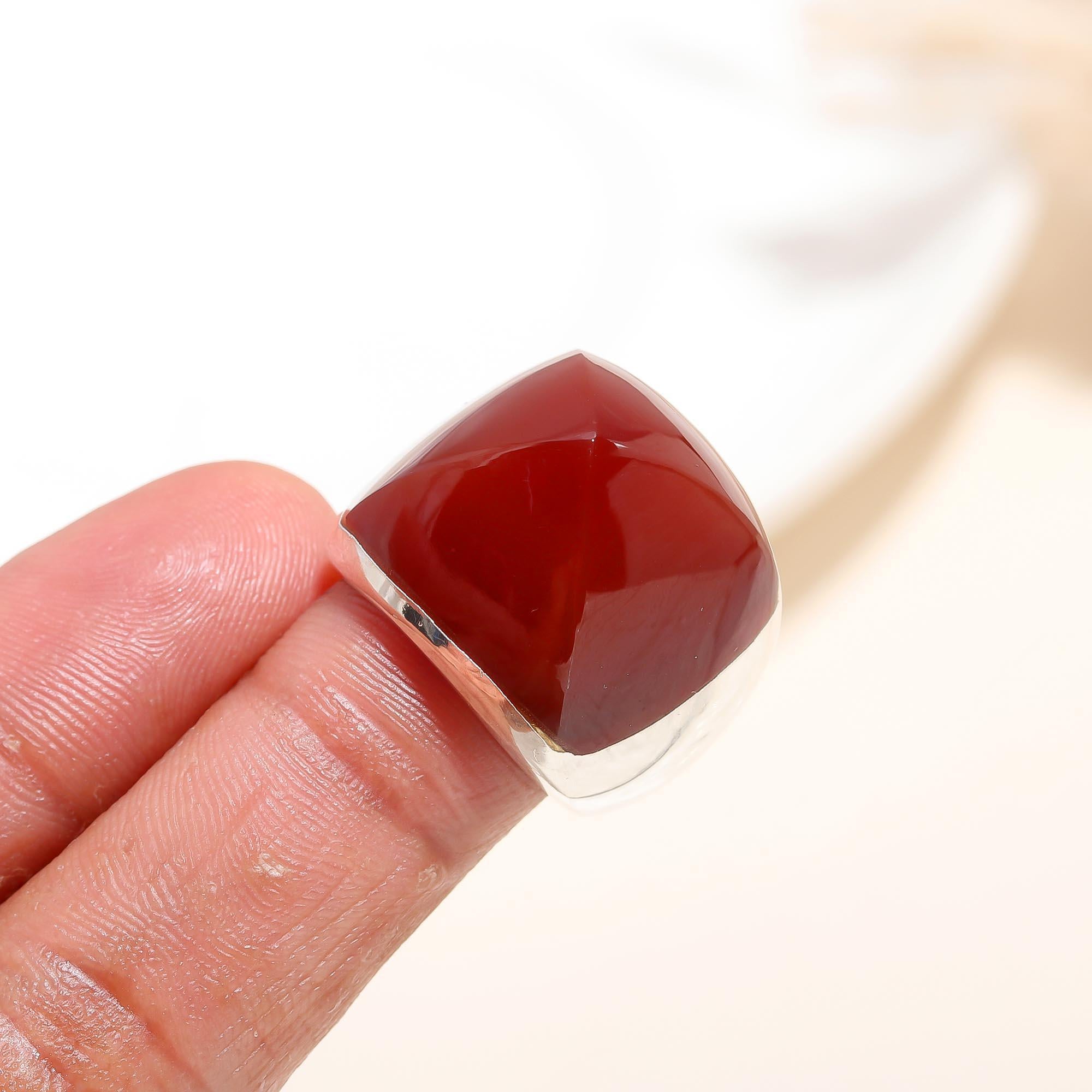 925 Silver Red Onyx Ring