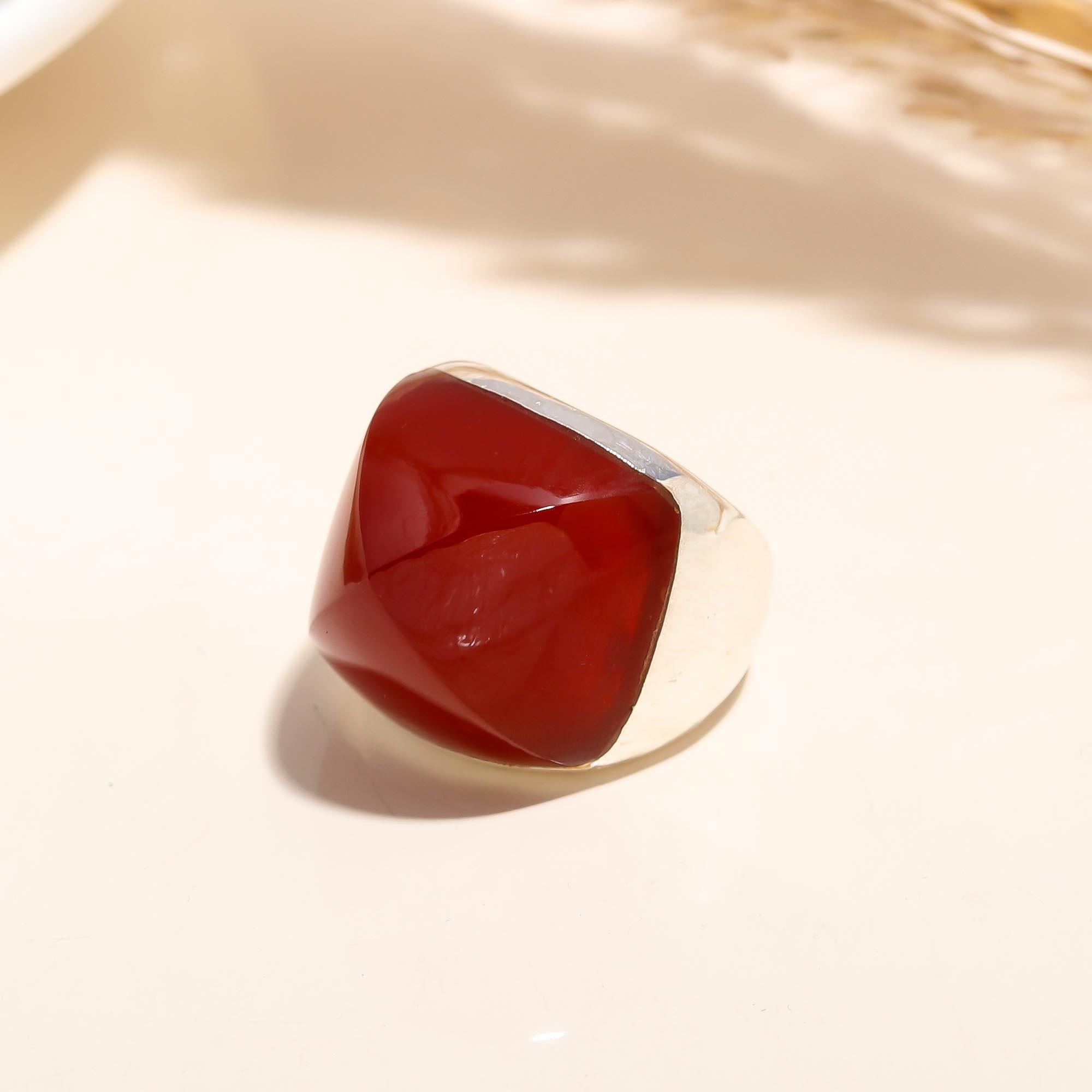 925 Silver Red Onyx Ring