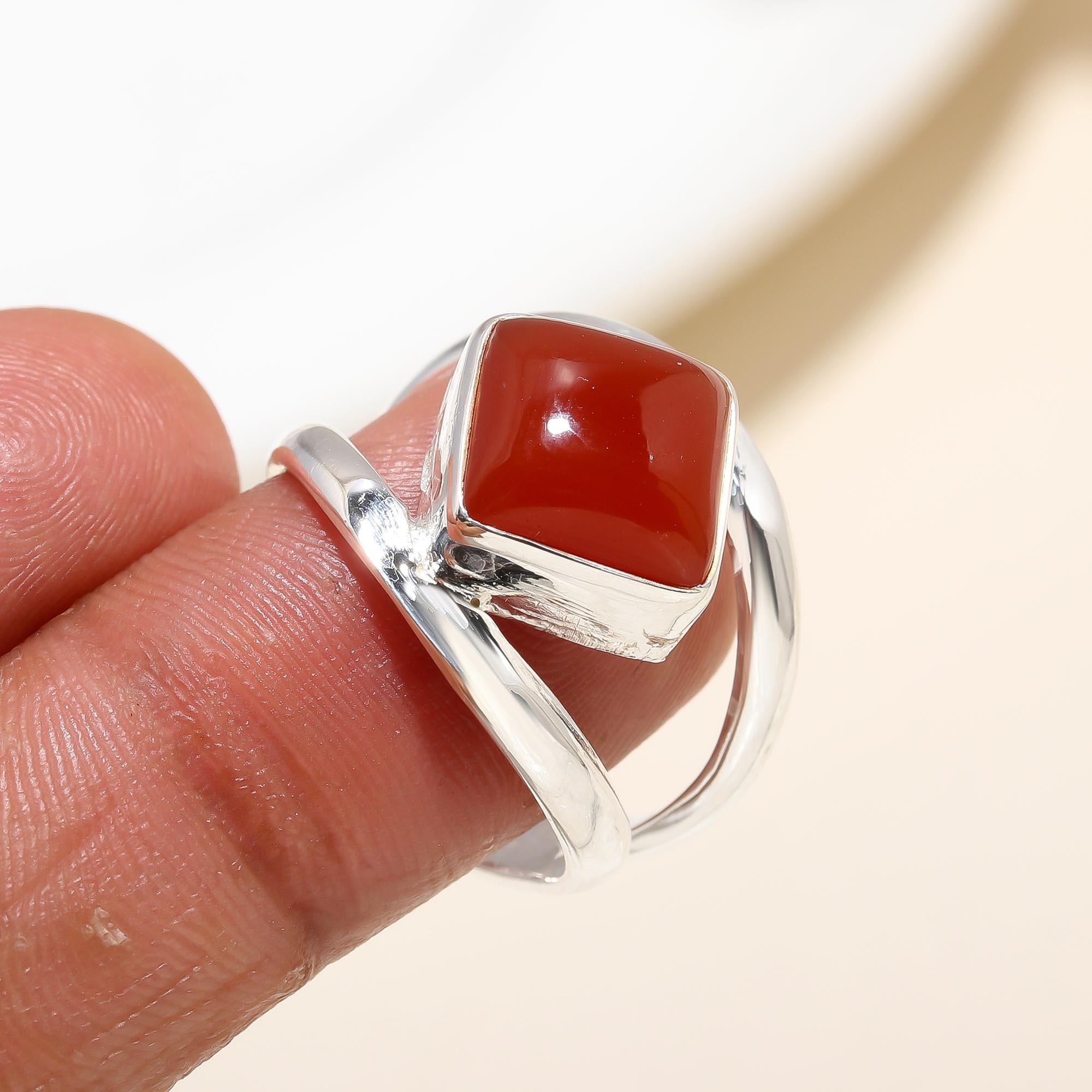 925 Silver Red Onyx Crossover Ring