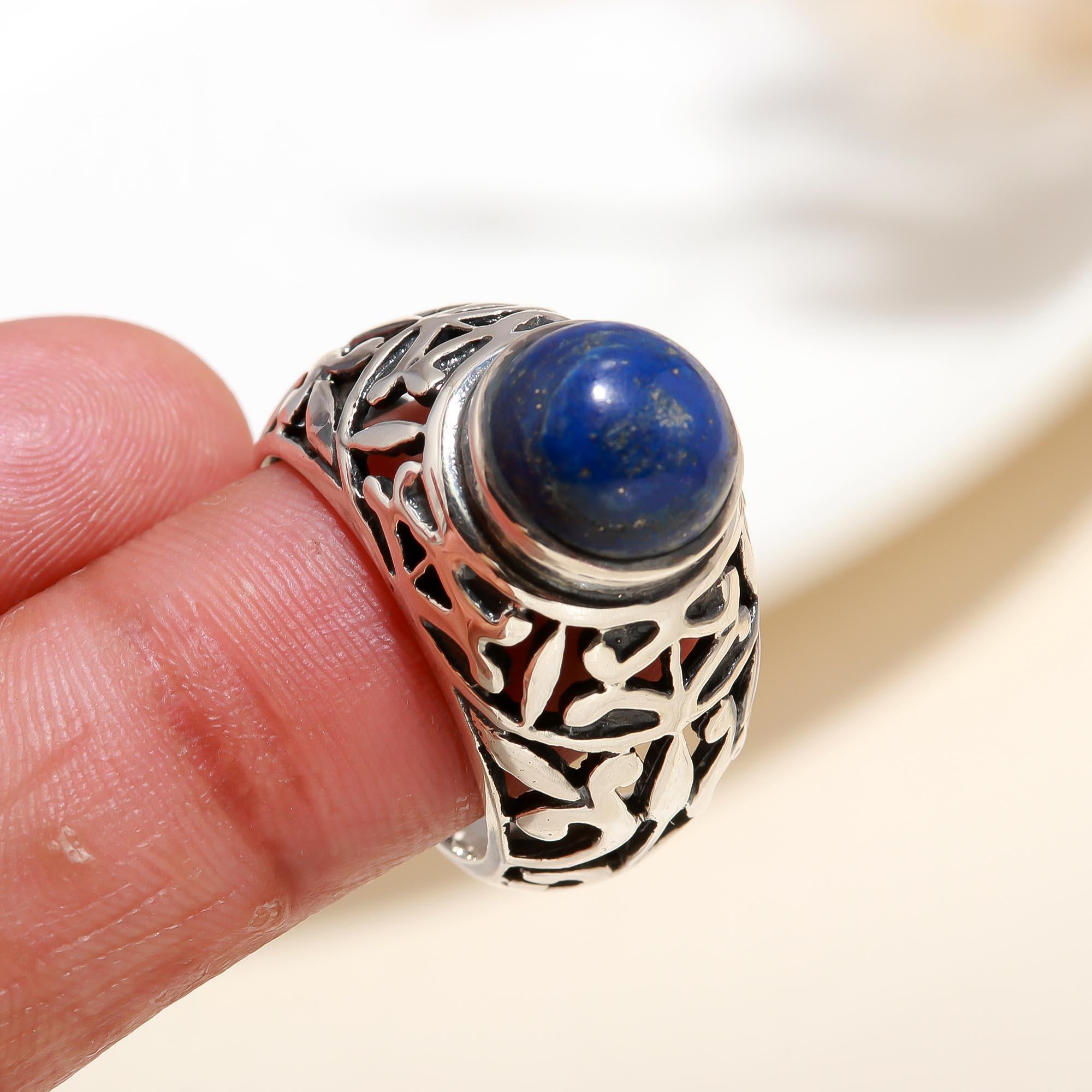 925 Silver Lapis Lazuli Filigree Ring
