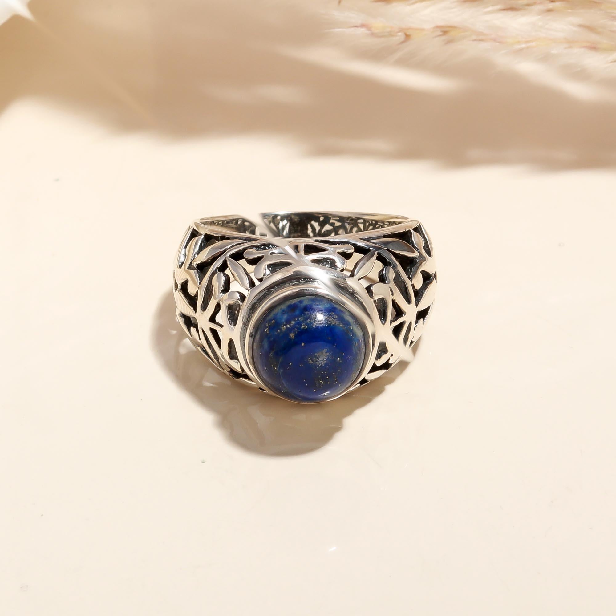 925 Silver Lapis Lazuli Filigree Ring