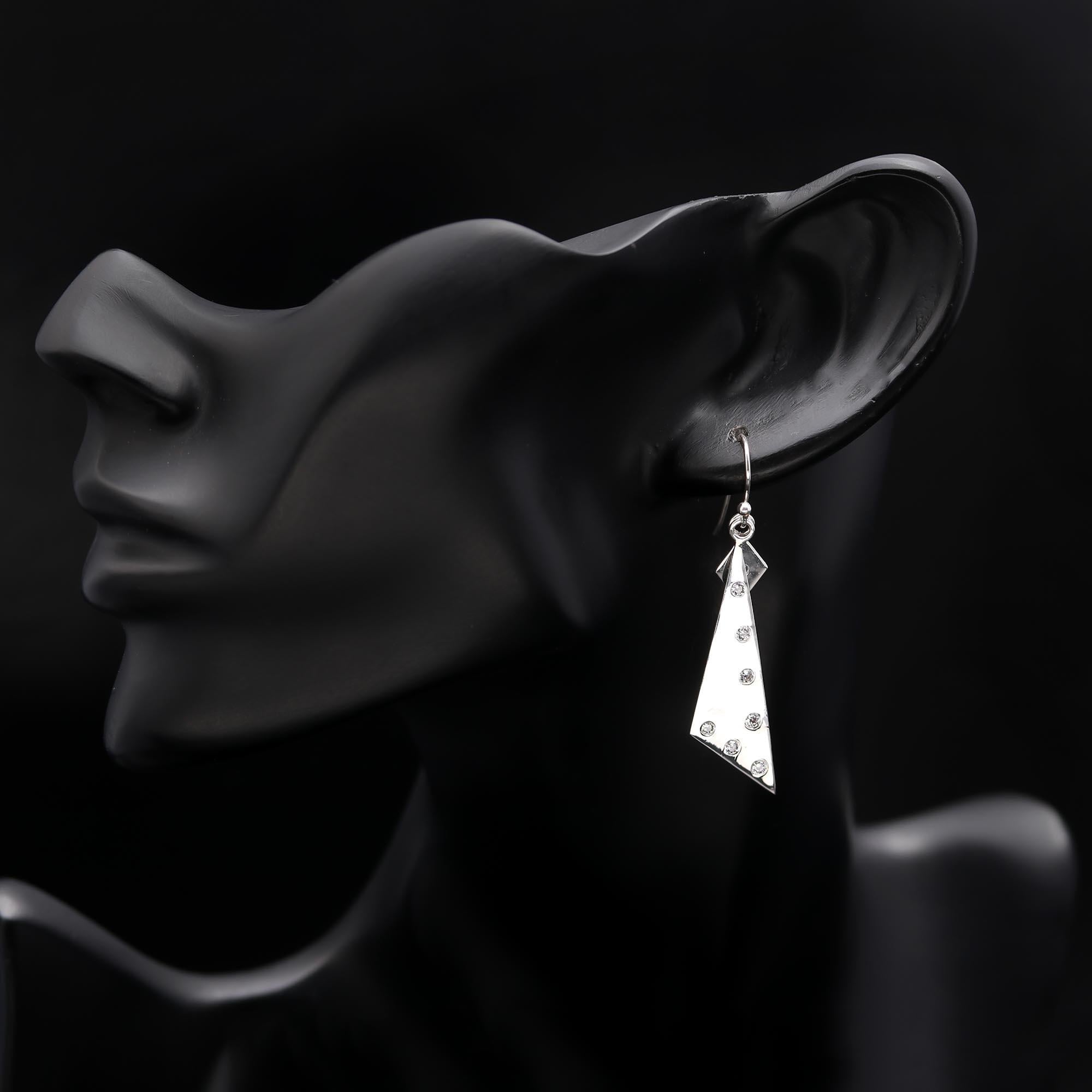 The Stardust Geometry: Asymmetric Silver & Crystal Drop Earrings